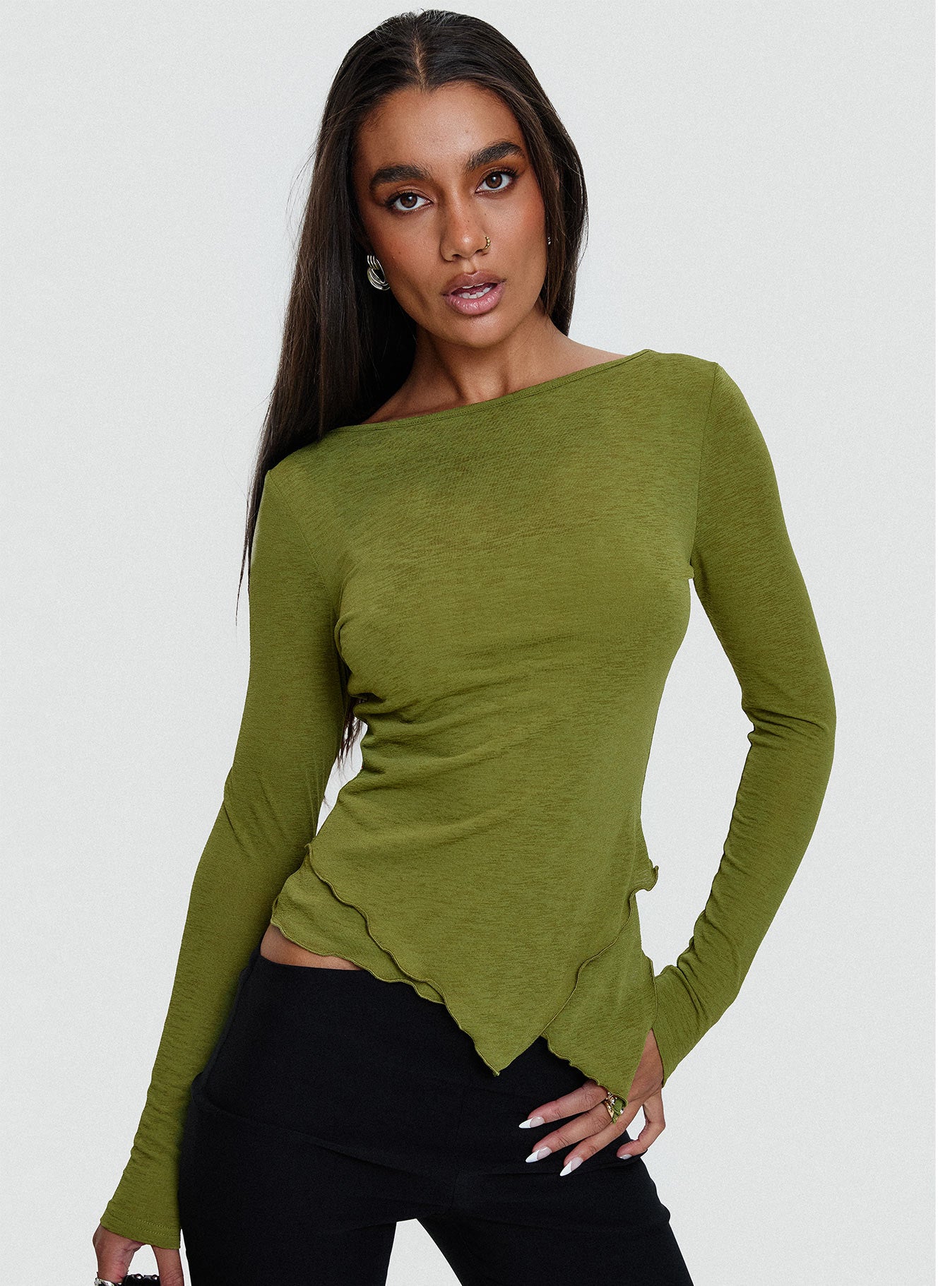 I Know You Backless Long Sleeve Top Green Cheapest For Sale