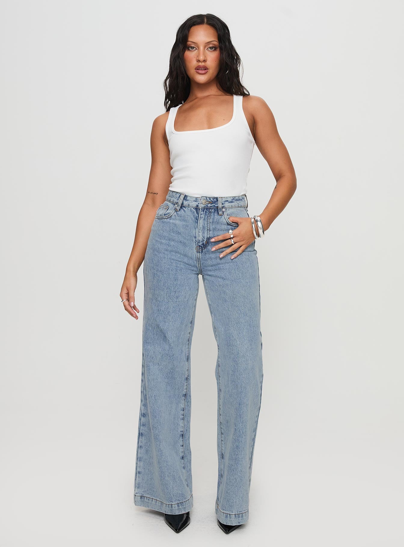 Goldie High Wide Jean Light Wash With Paypal Cheap Online