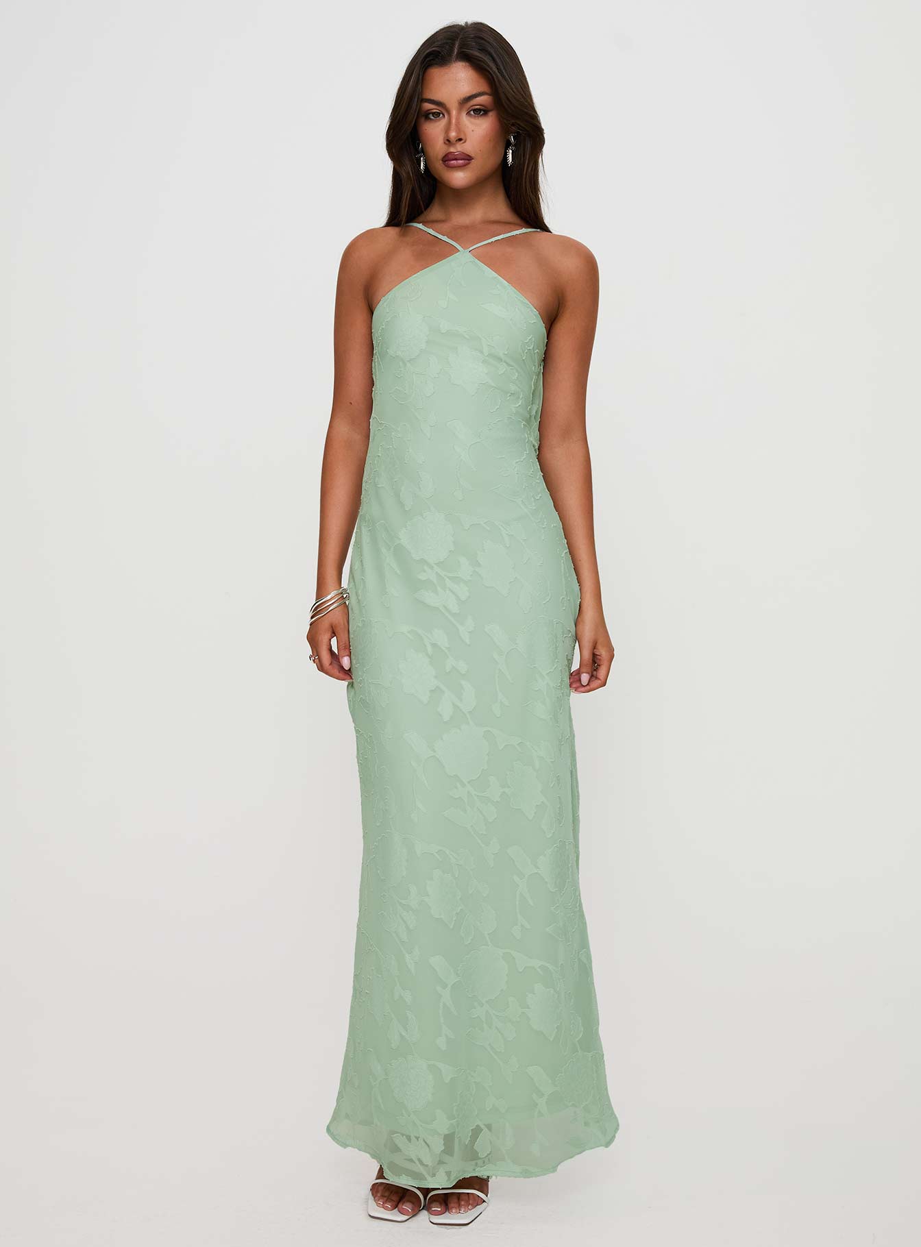 Zoelle Halter Maxi Dress Sage Big Discount Cheap Pice