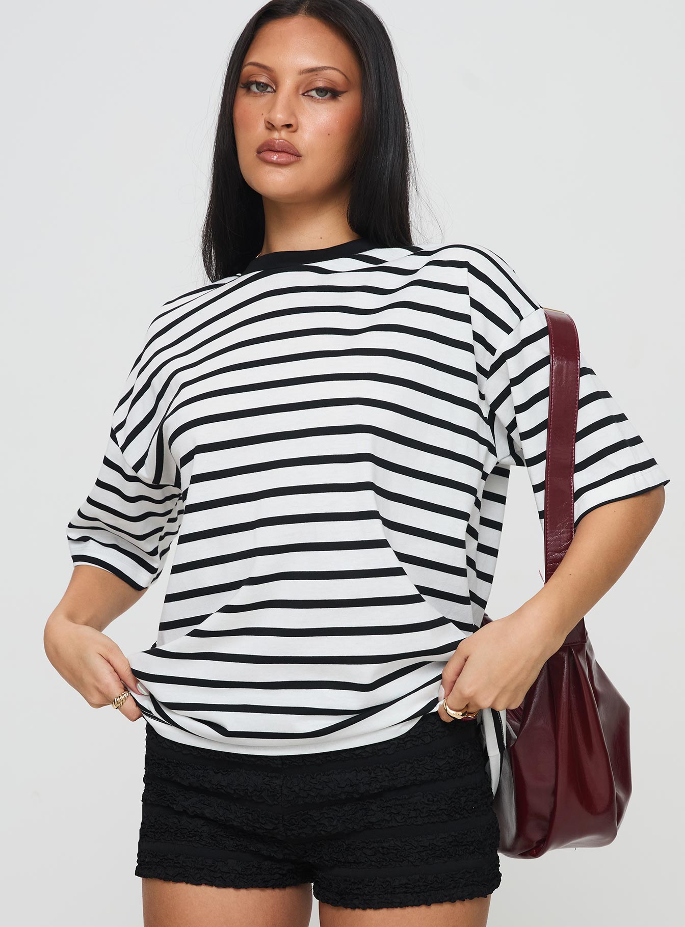 Nersa Oversized Tee Black/white Stripe Factory Outlet