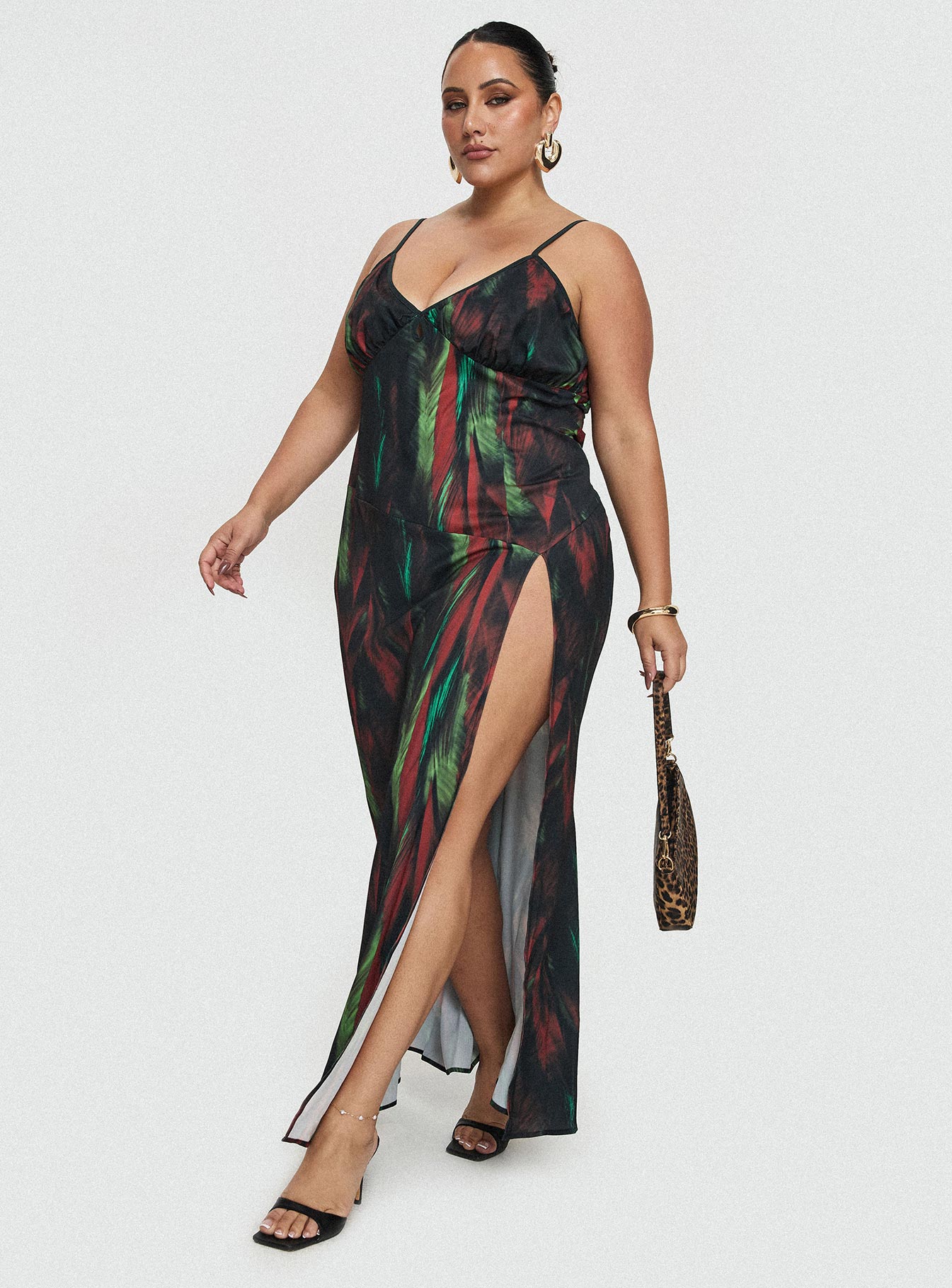 Feather Maxi Dress Multi Curve Free Shipping Reliable