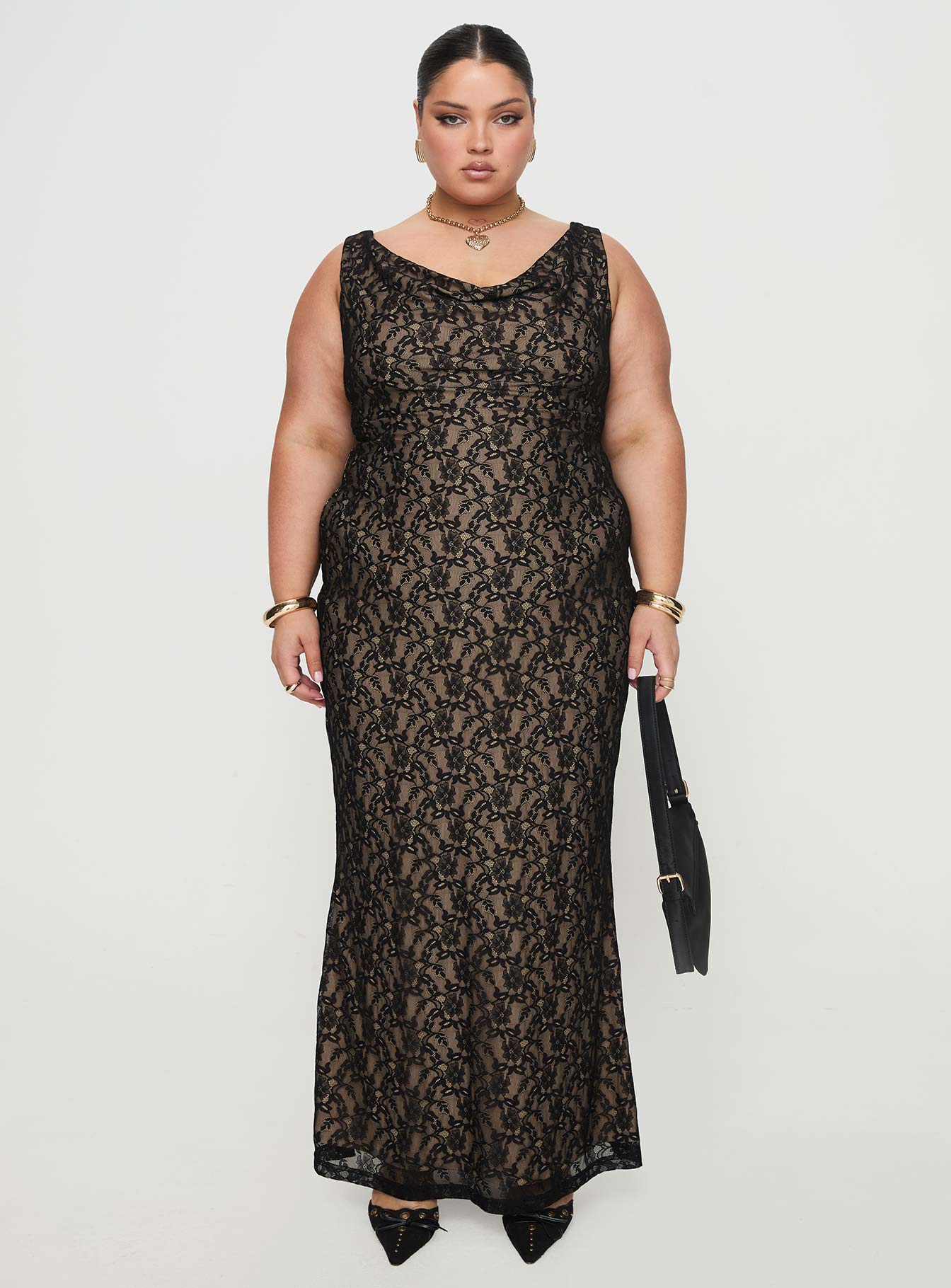 Romani Lace Maxi Dress Black Curve Cheap Sale Outlet