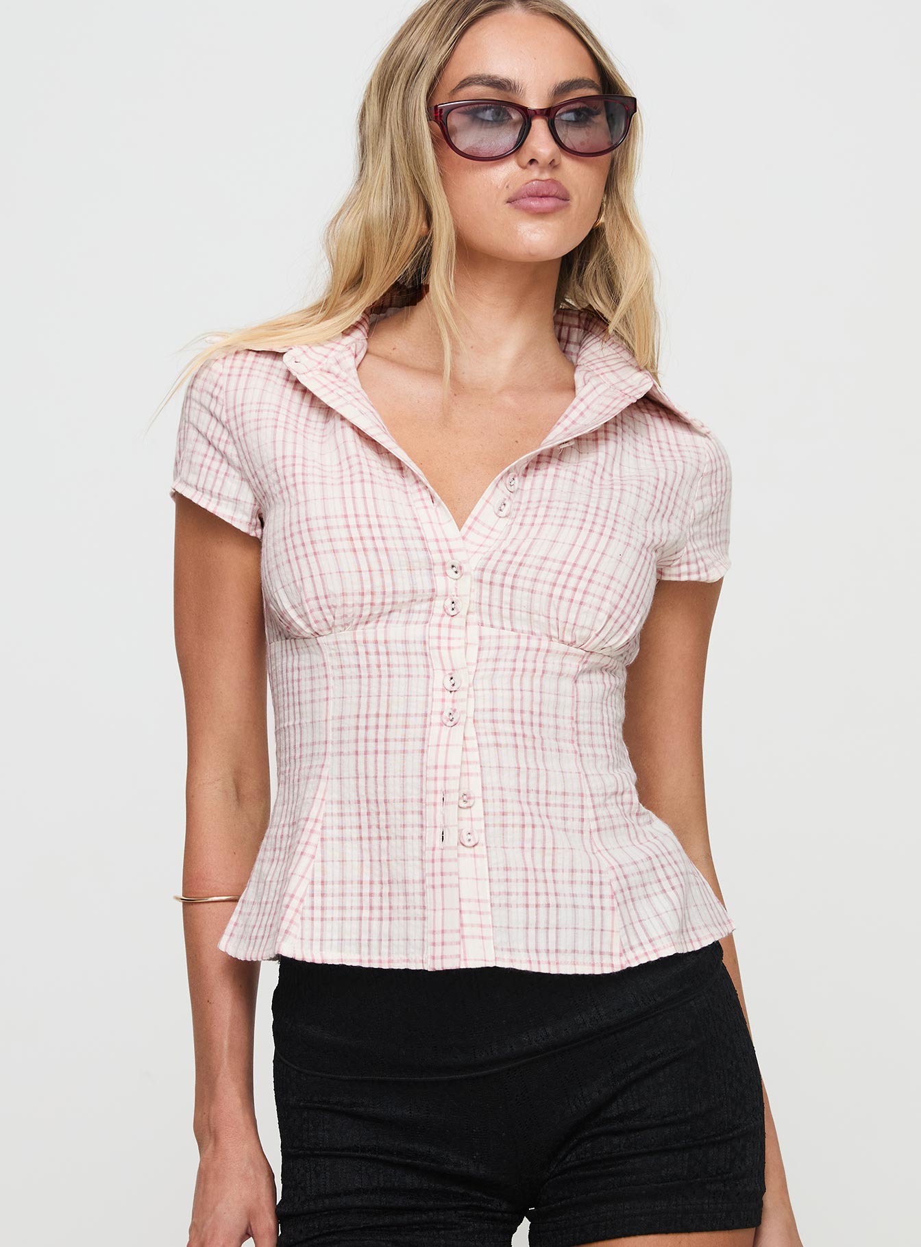 Cottesloe Blouse Top Pink Check Pices Online