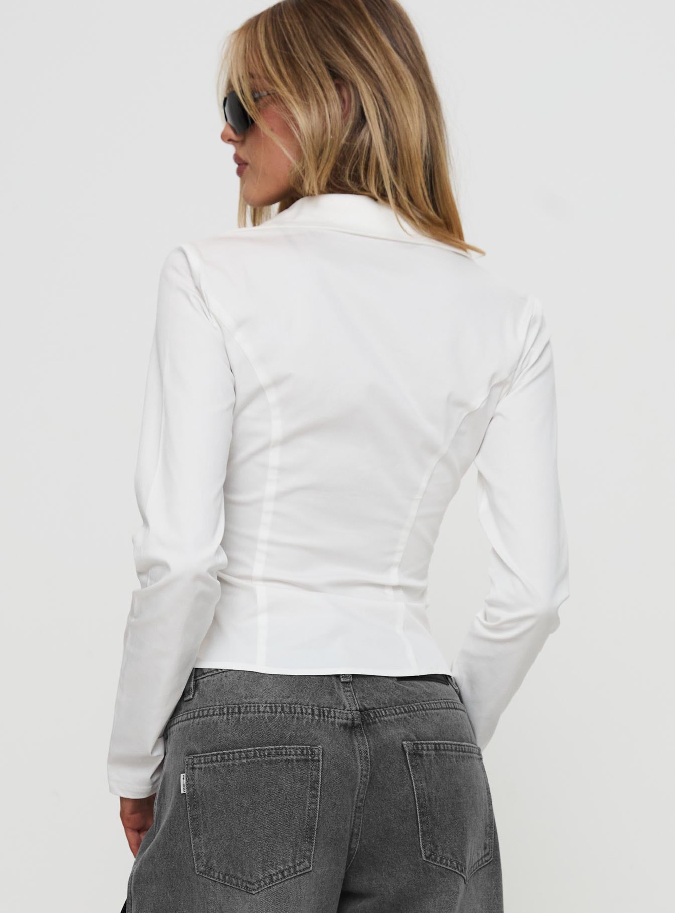 Stand Up Guy Long Sleeved Ruched Detail Top White Amazon Sale Online