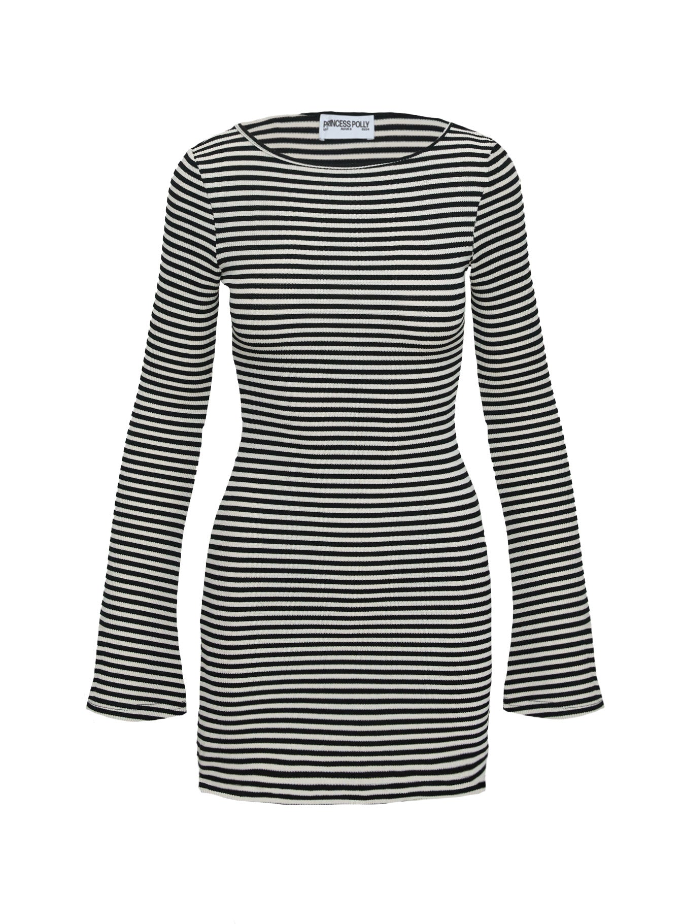 Bryanna Long Sleeve Mini Dress Black / White Huge Surprise Cheap Pice