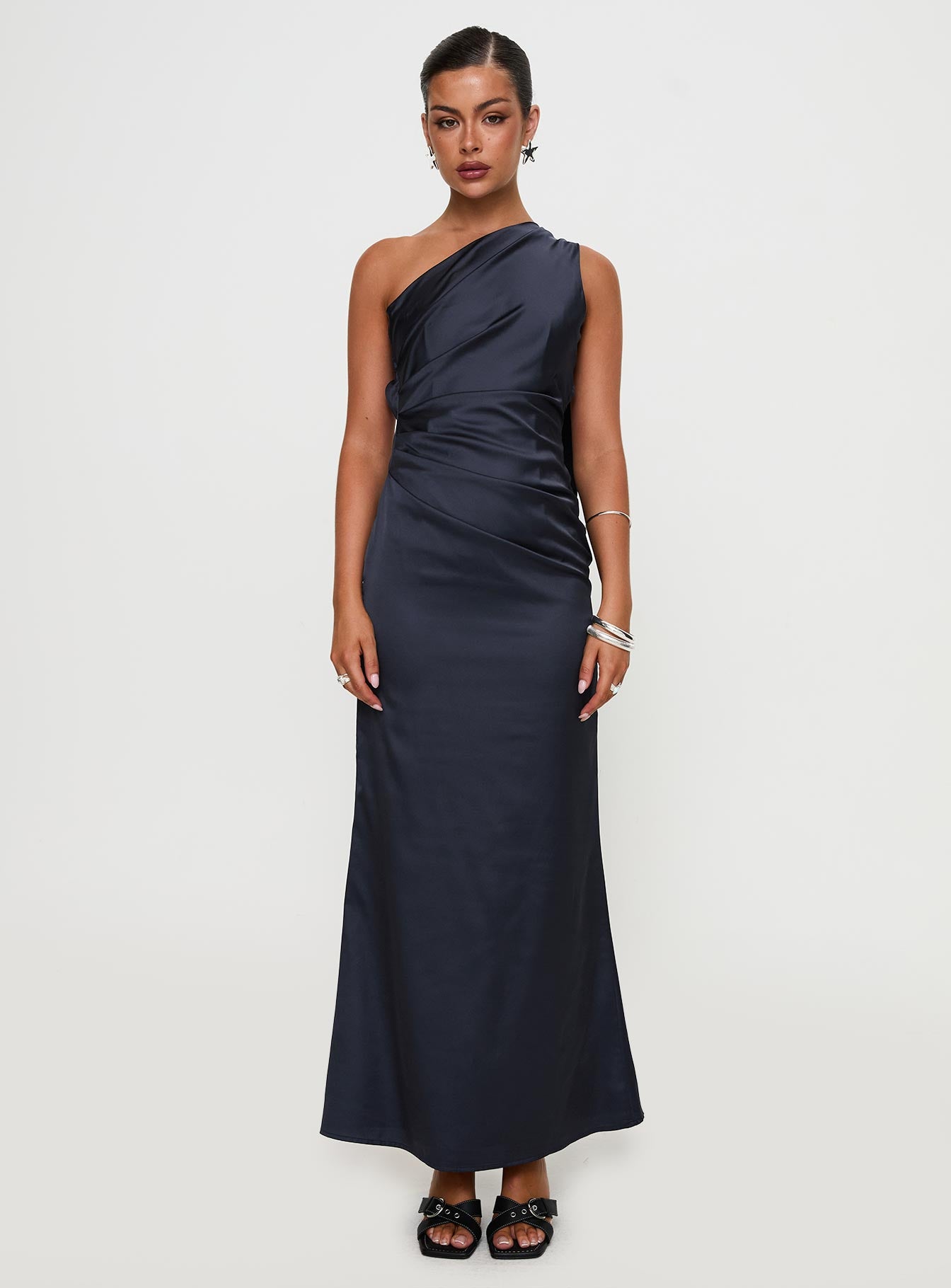 Dulcia One Shoulder Maxi Dress Blue Outlet New