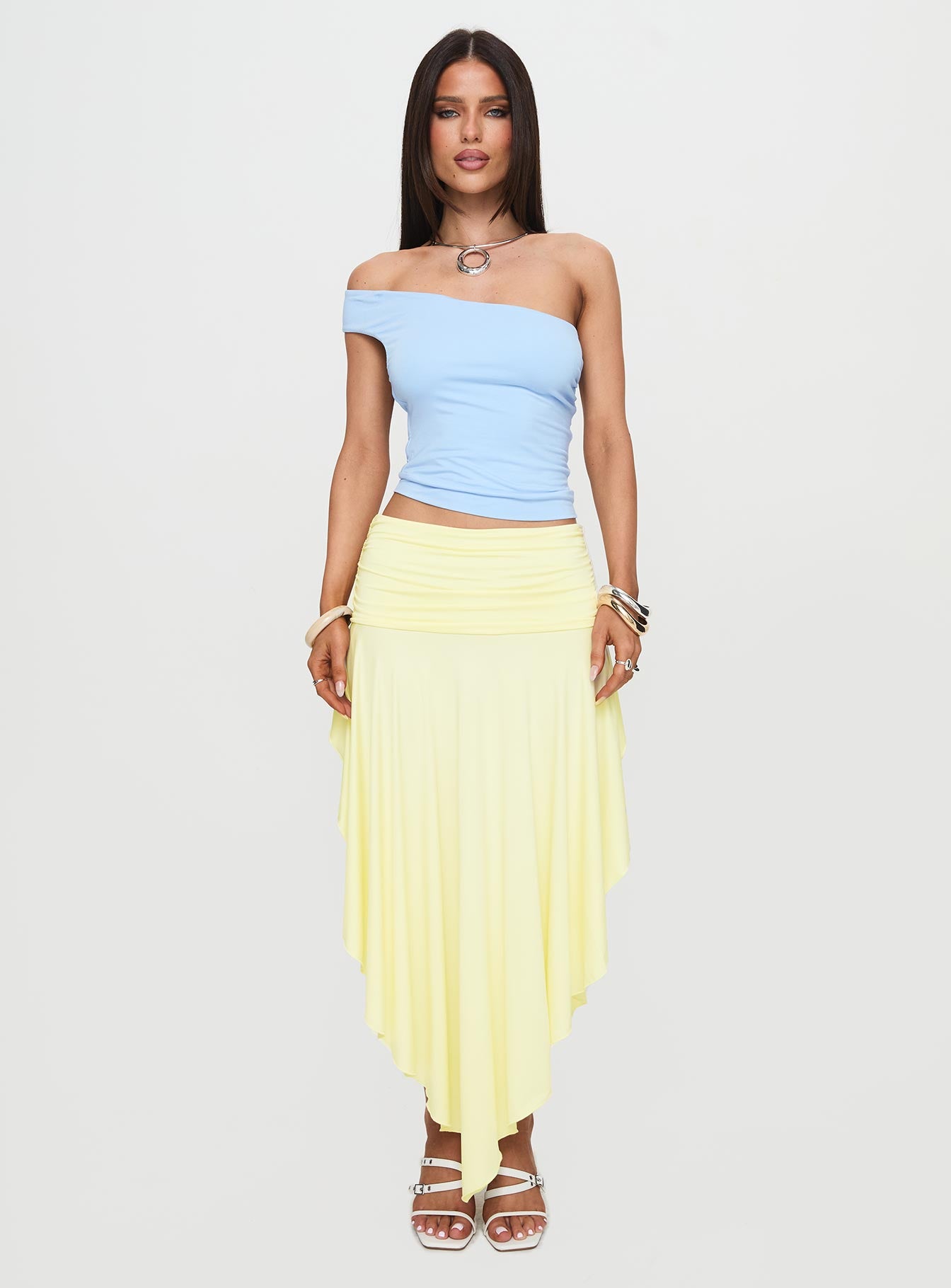 Symphonia Asymmetrical Midi Skirt Butter Yellow Looking For For Sale