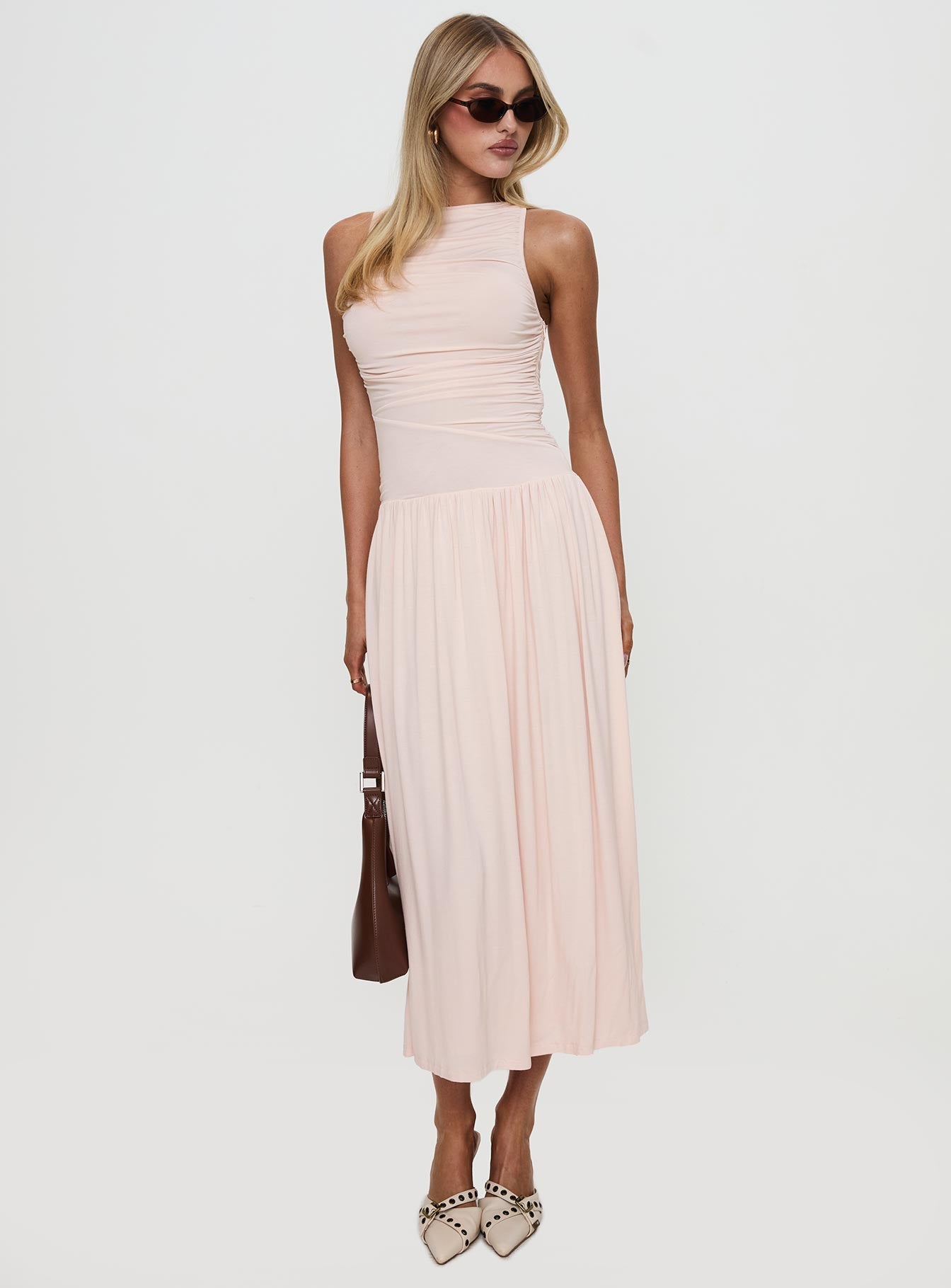 Reveur Ruched Maxi Dress Pink Inexpensive Sale Online