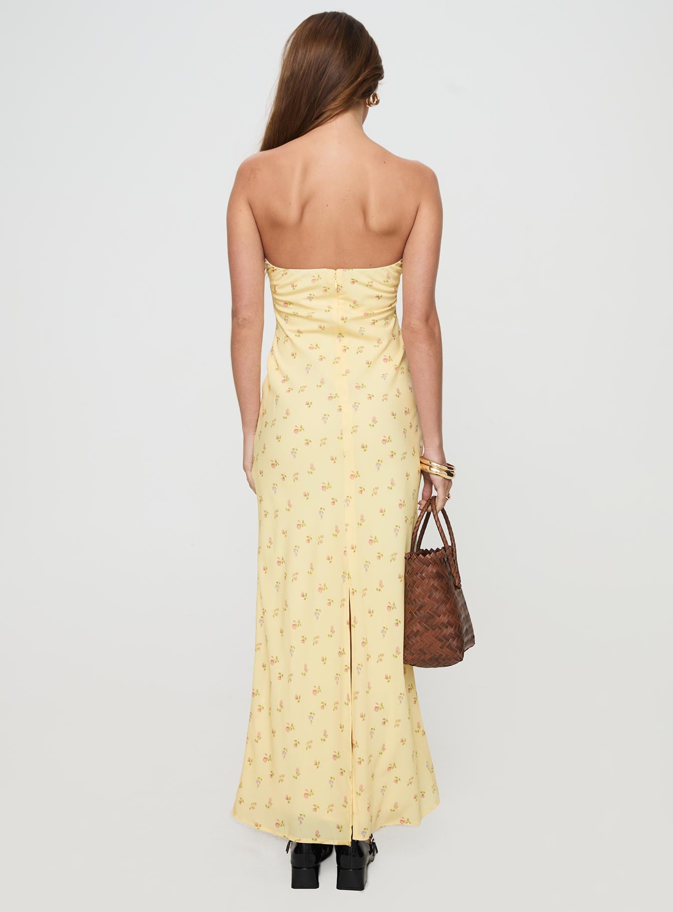 Brydie Strapless Maxi Dress Yellow Floral Cheap Sale Outlet Locations