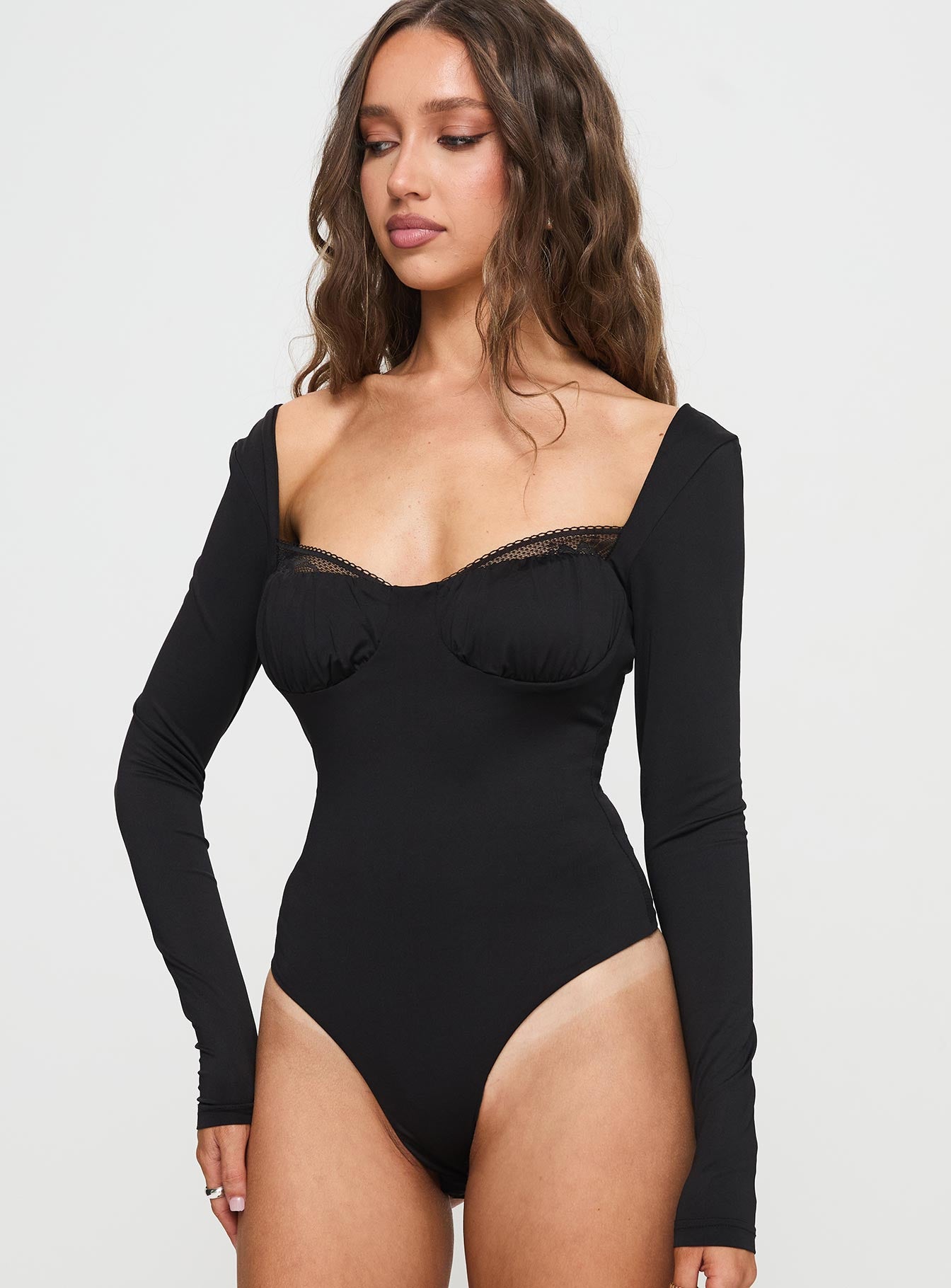 Peekaboo Long Sleeve Bodysuit Black Outlet Official Site