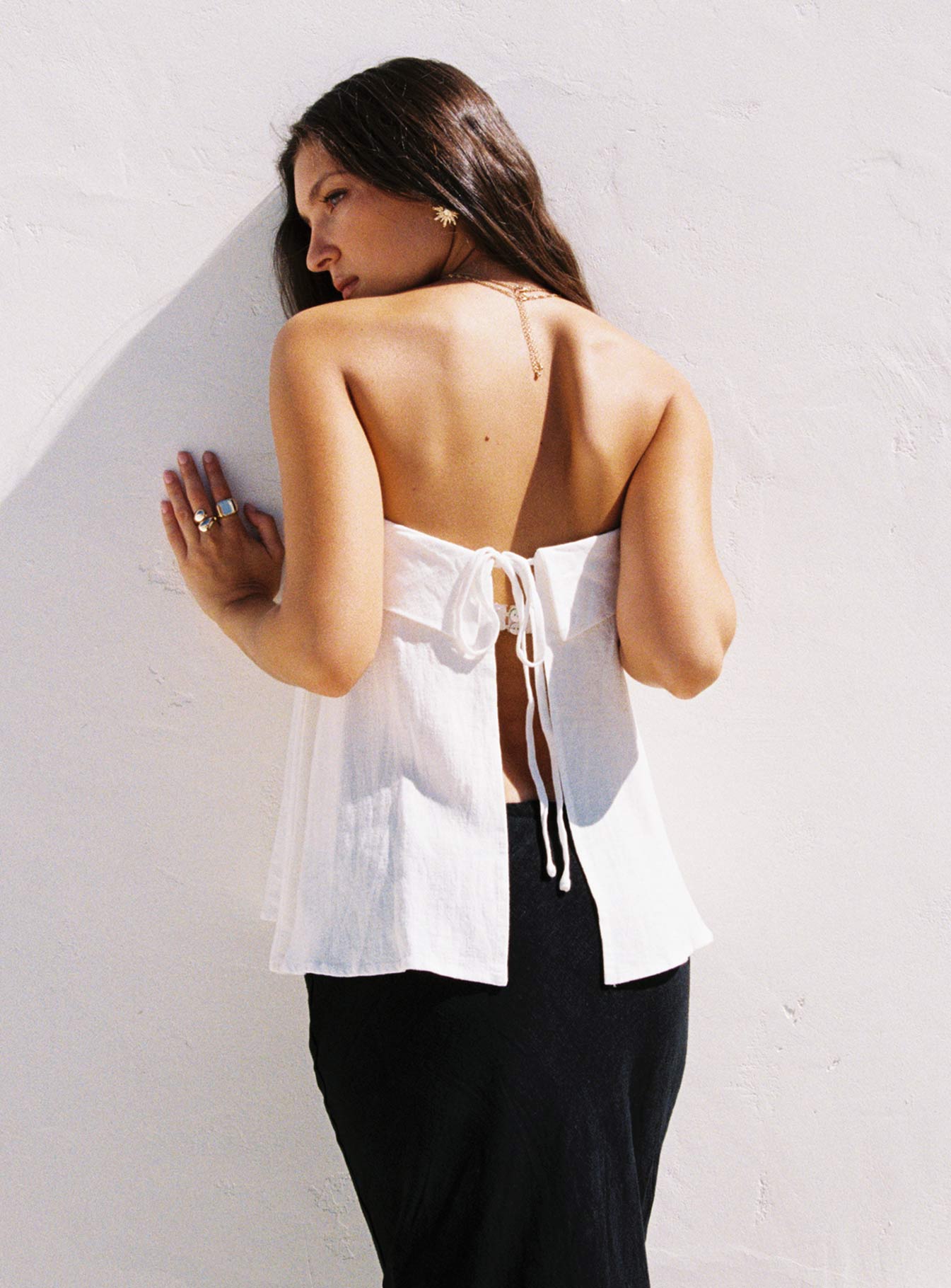 Ethel Strapless Linen Top White Collections Online