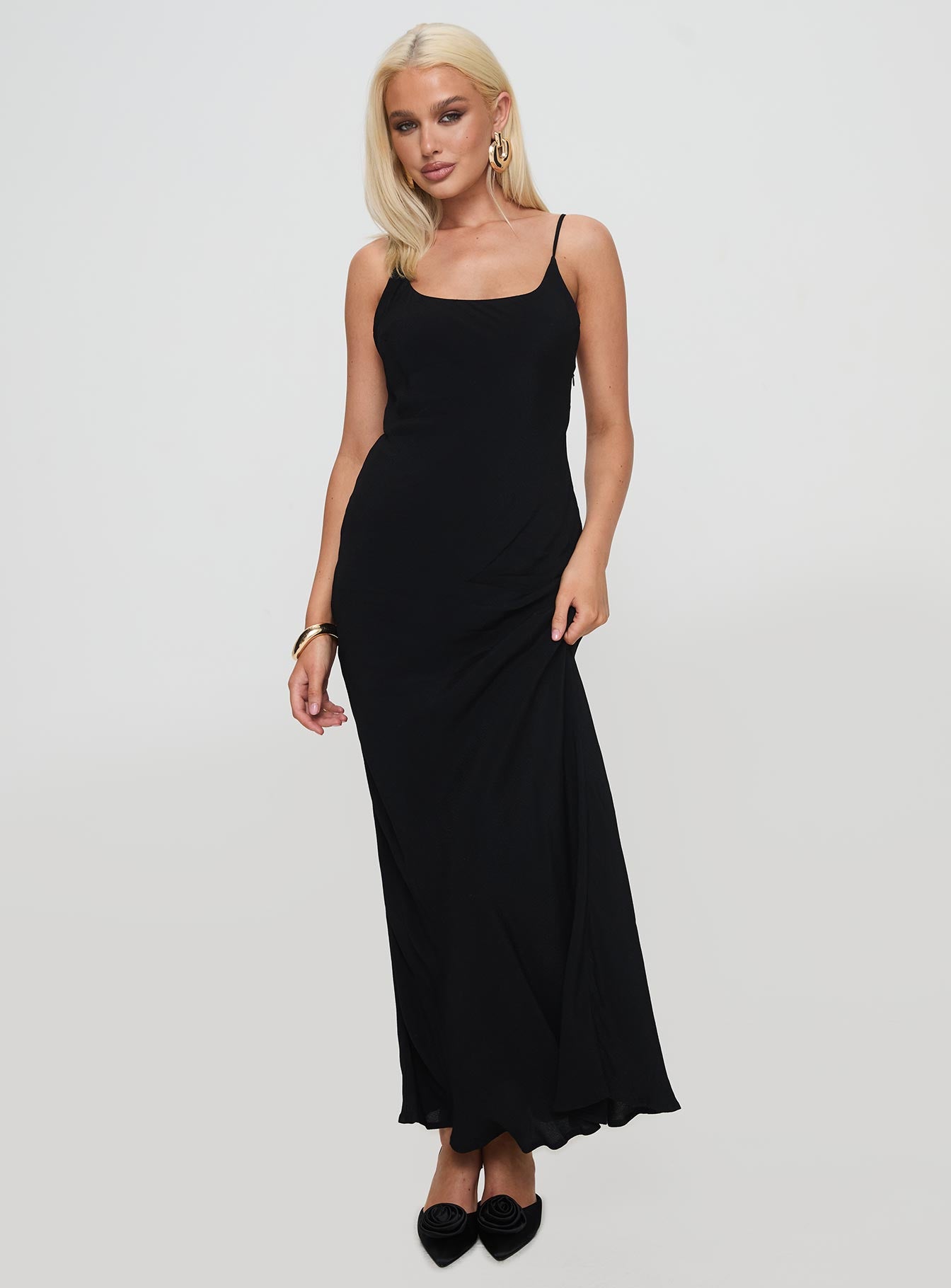 Lagane Bias Cut Maxi Dress Black Sale Best Pices