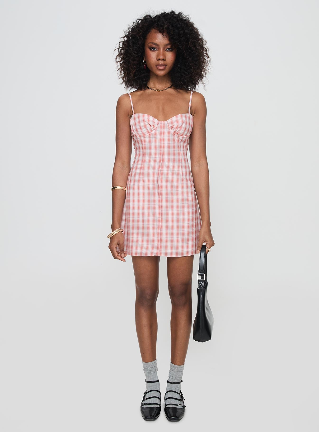 Poto Mini Dress Pink Check For Sale