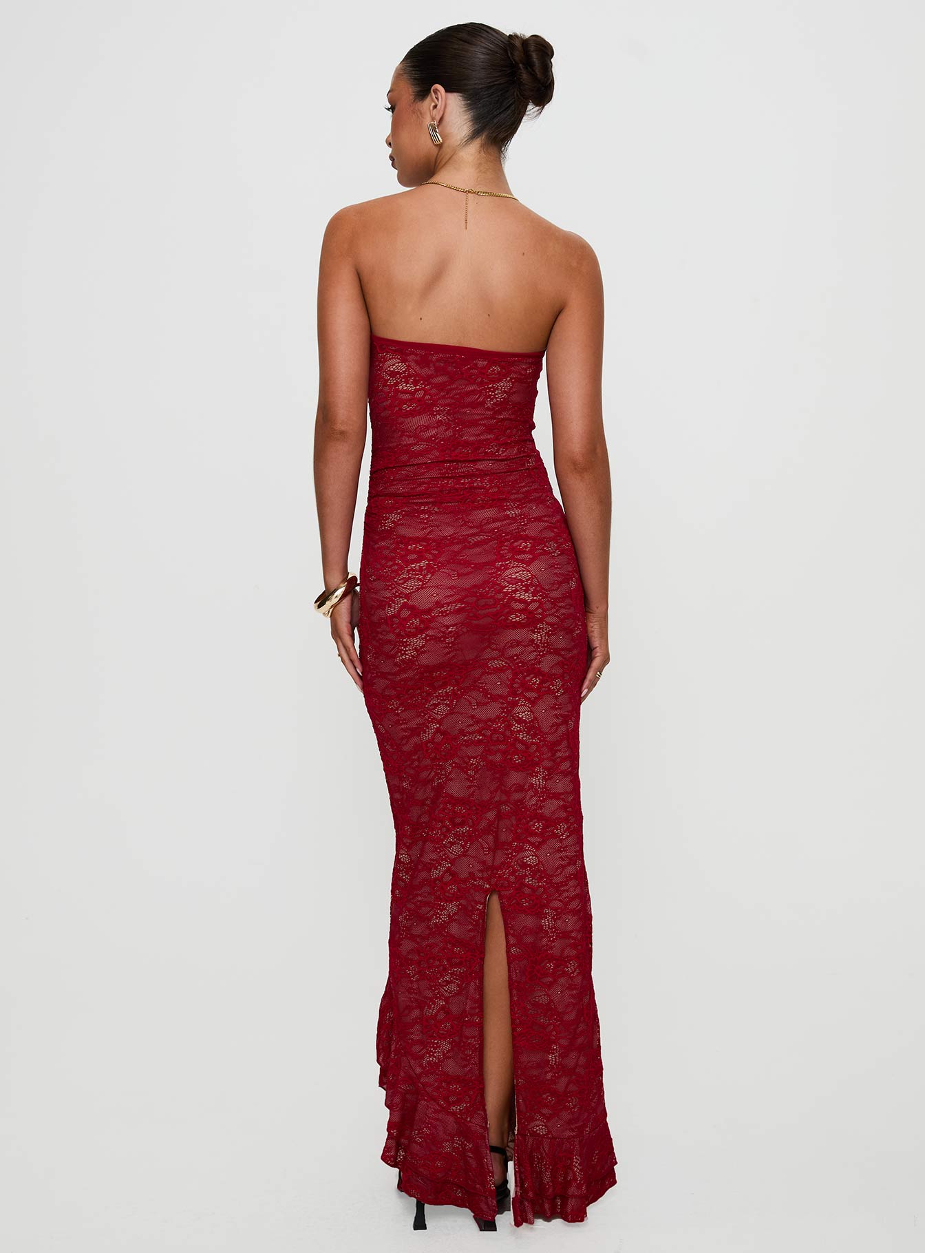 Hailees Lace Strapless Maxi Dress Red Outlet 2025