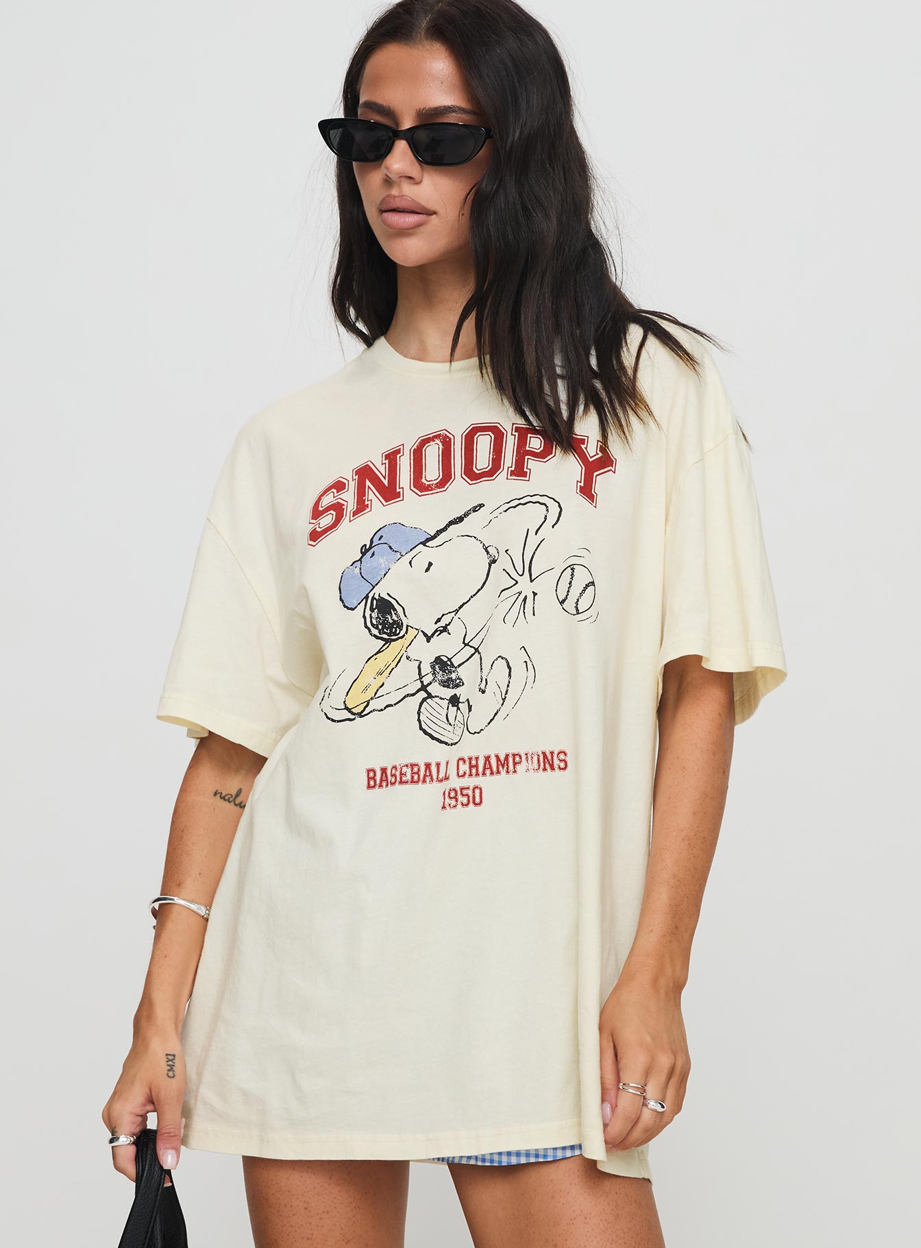 Snoopy Championship Oversized Tee White Cheap Wiki