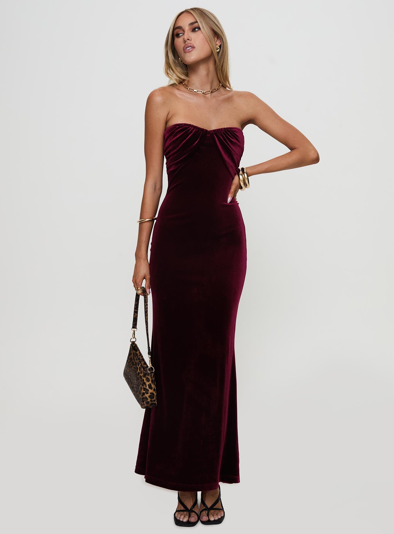 Irena Strapless Maxi Dress Burgundy Outlet Locations Cheap Pice