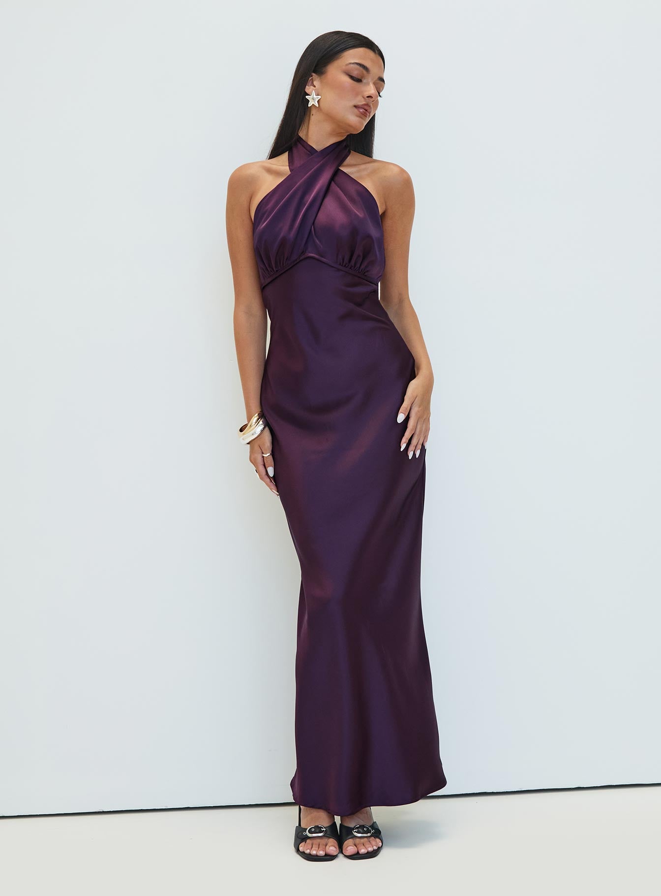 Rosaminta Halter Maxi Dress Plum Cheap For Cheap