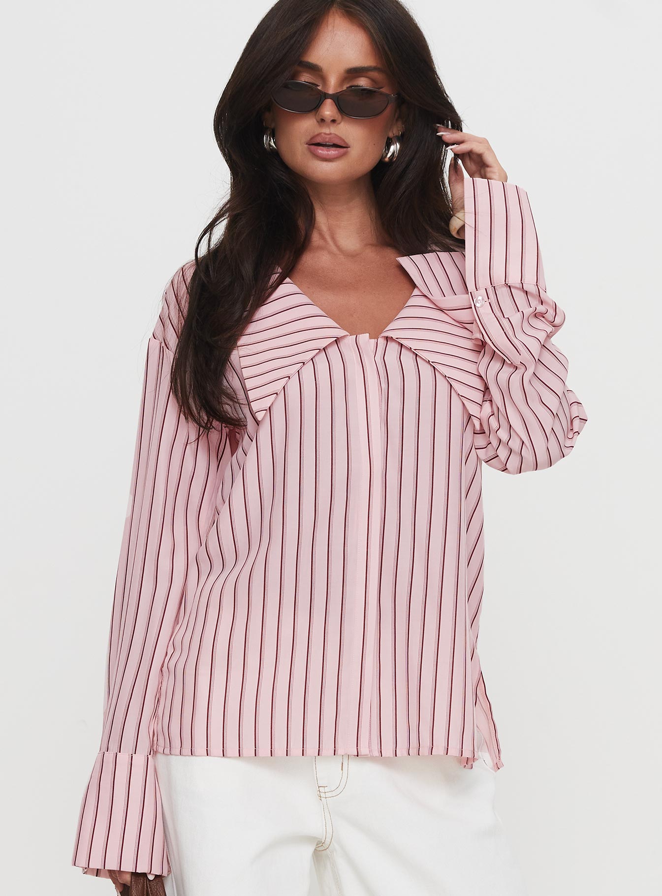 Calistoga Deep Collar Shirt Pink Stripe Outlet 2025 New