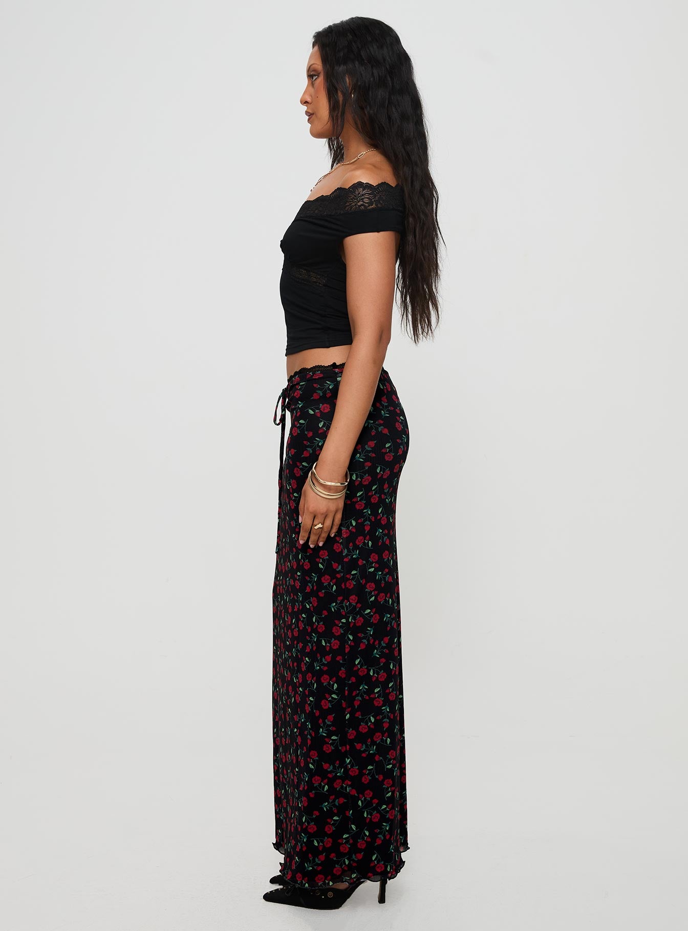 Donabella Mesh Maxi Skirt Black / Red Best Pices Cheap Pice