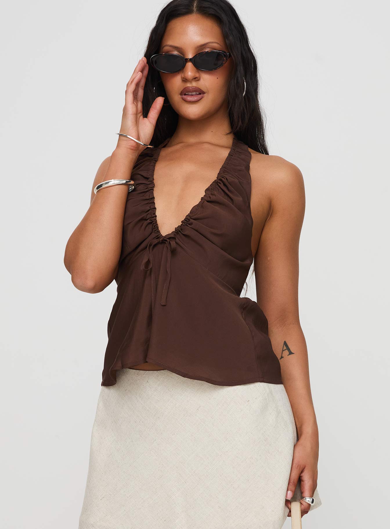 Gadot Halter Top Brown For Nice Online