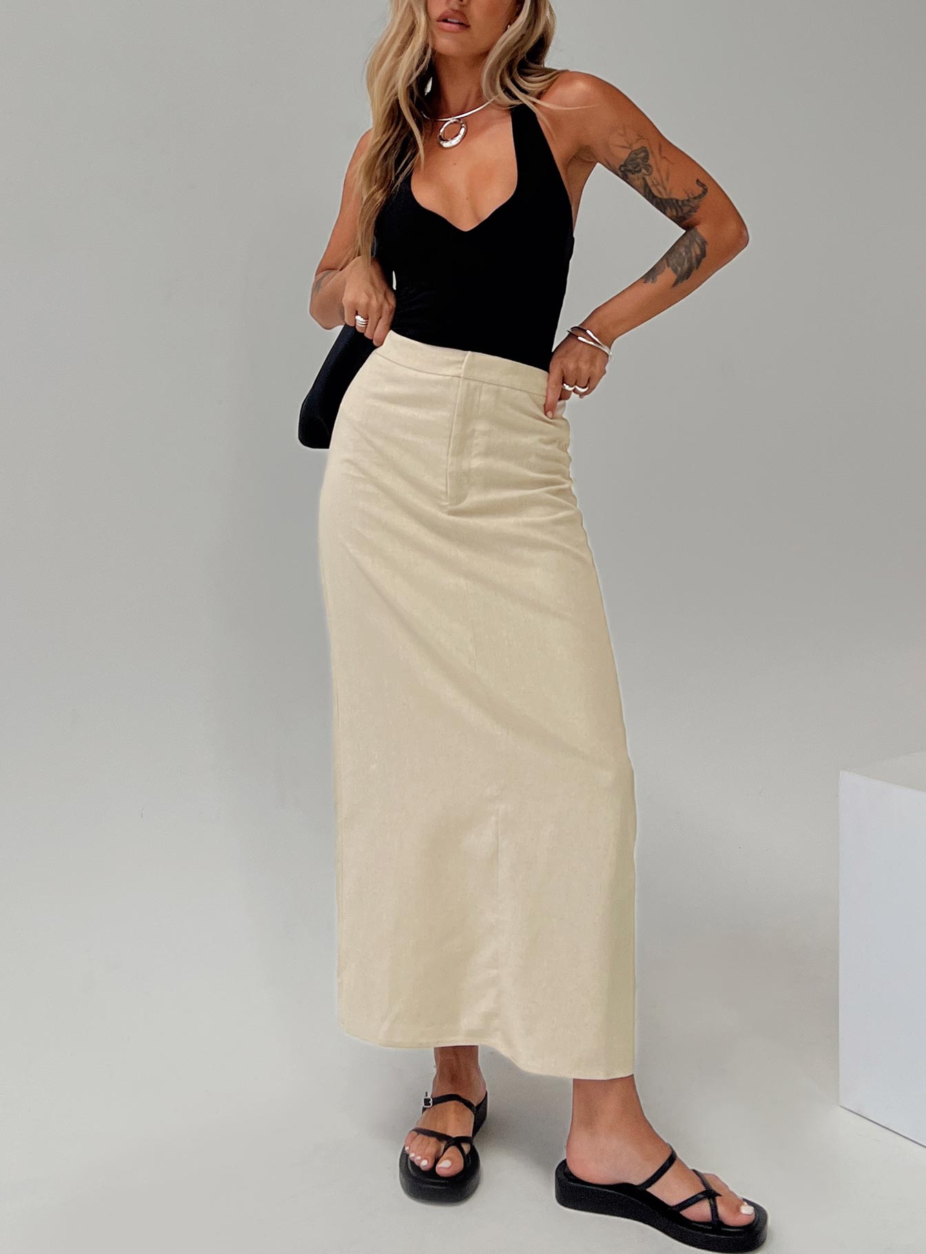 Romeria Maxi Skirt Beige Cheap With Mastercard