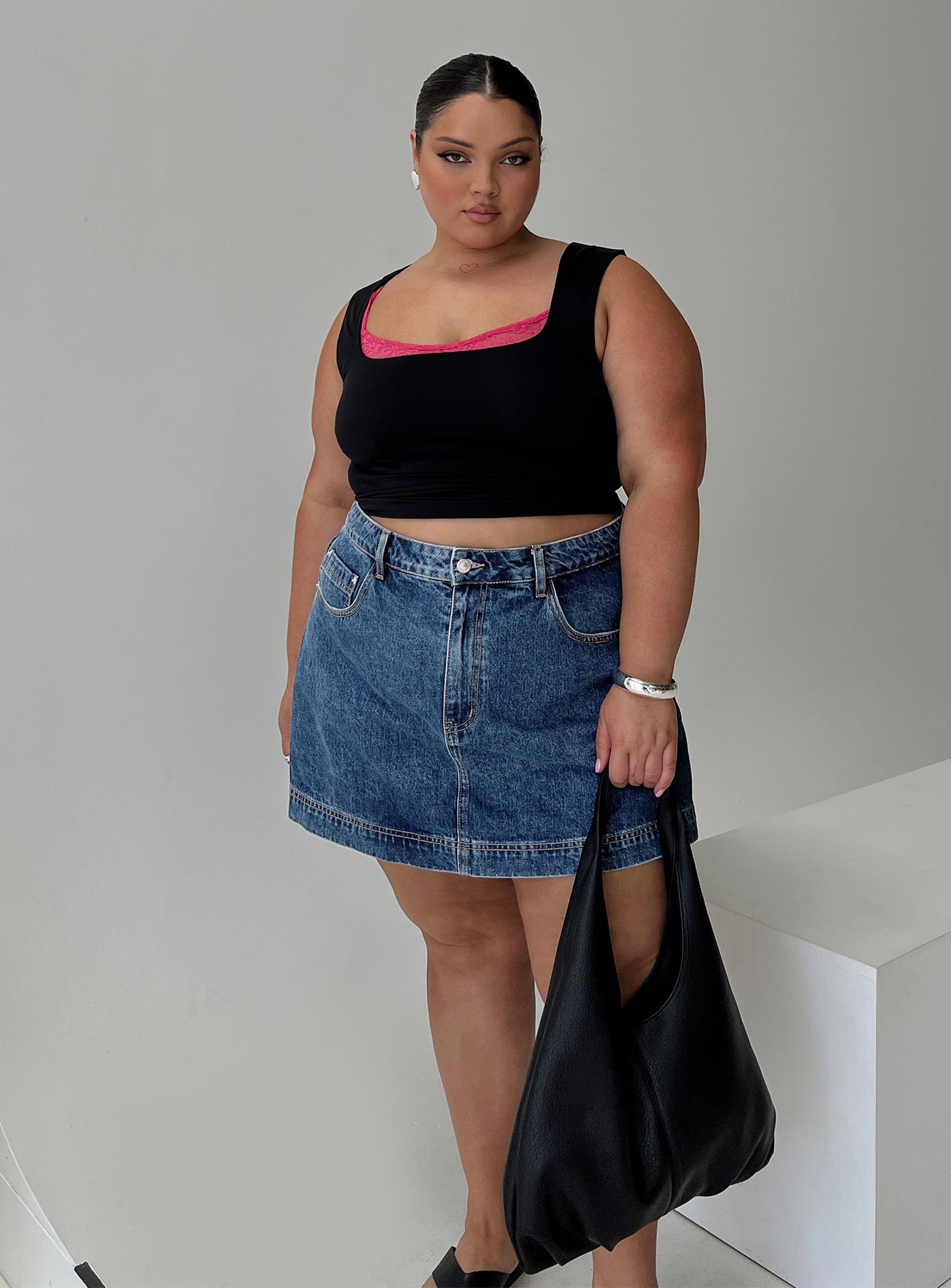 Gazelle Denim Skort Mid Wash Curve Discount Best Seller