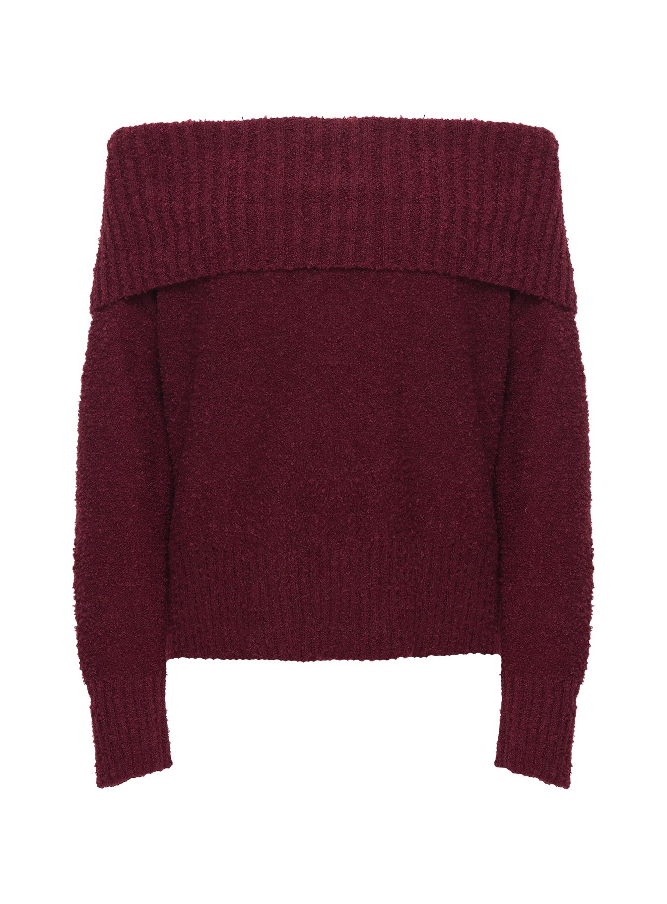 Parkley Boucle Off The Shoulder Sweater Burgundy Discount Store