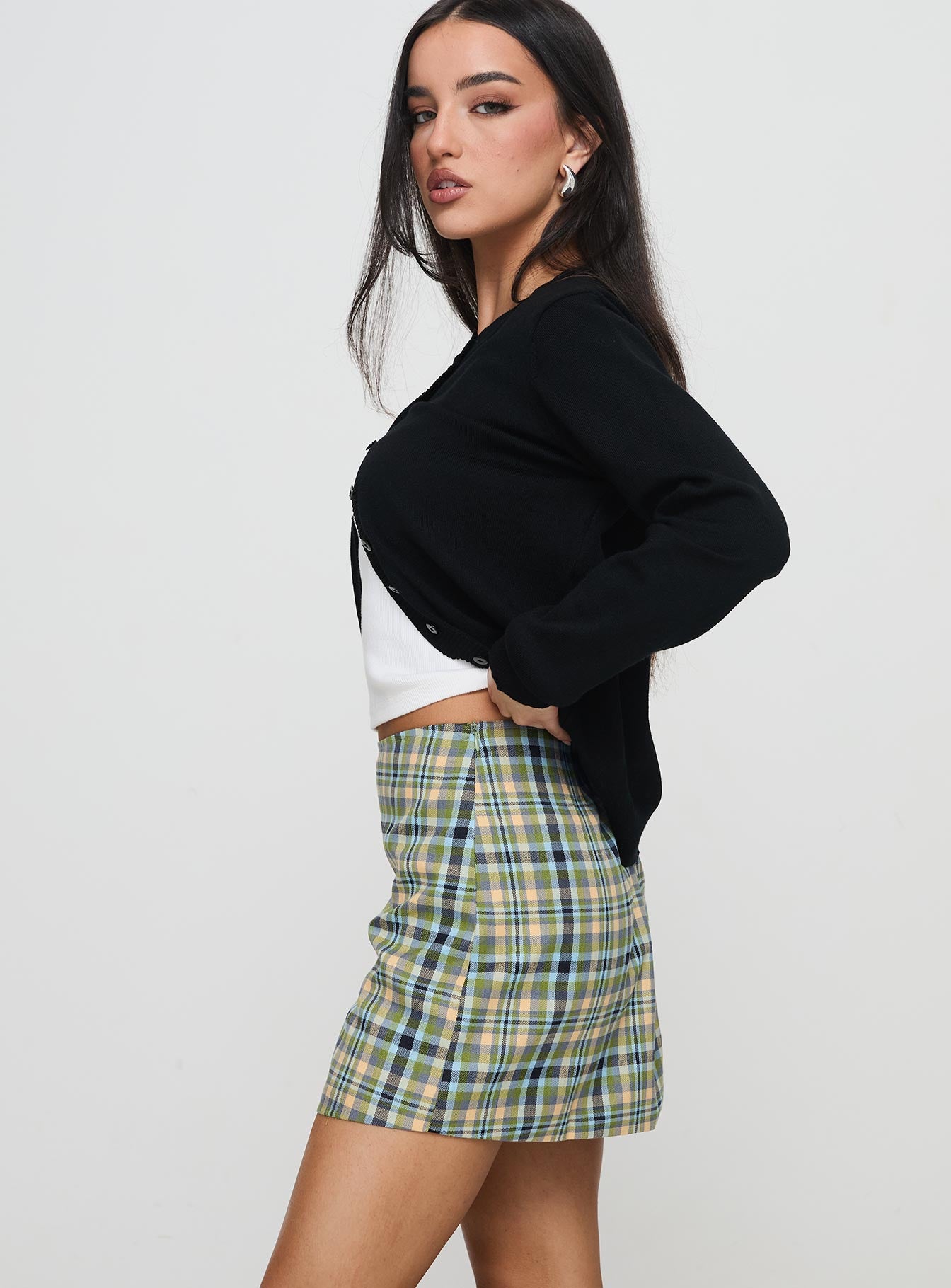 Jacklin Mini Skirt Multi Check Sale Tumblr