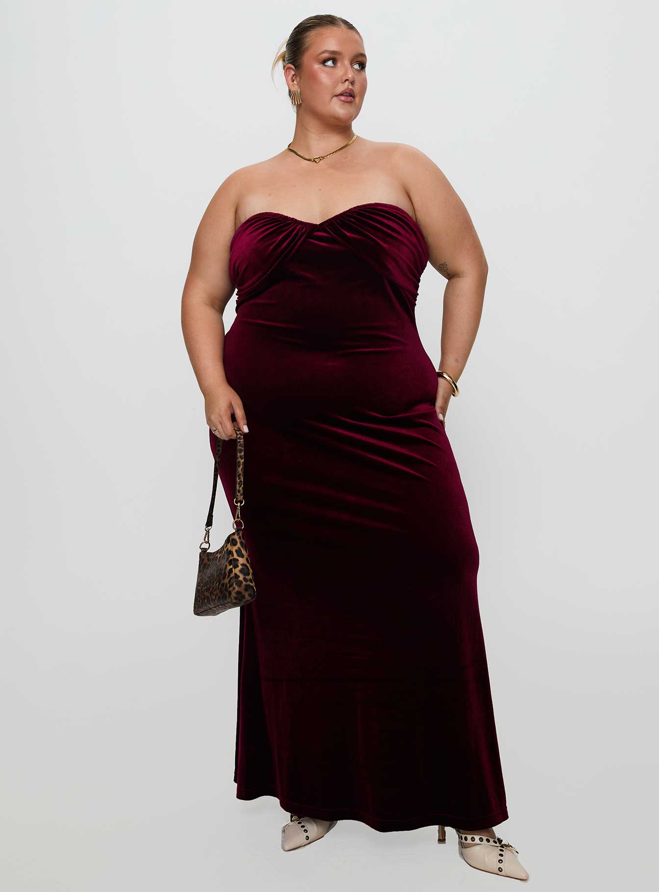 Irena Strapless Maxi Dress Burgundy Curve Low Cost Cheap Online