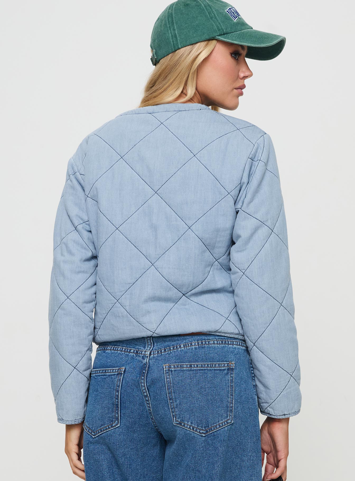 Premonitions Quilted Jacket Blue Discount Manchester