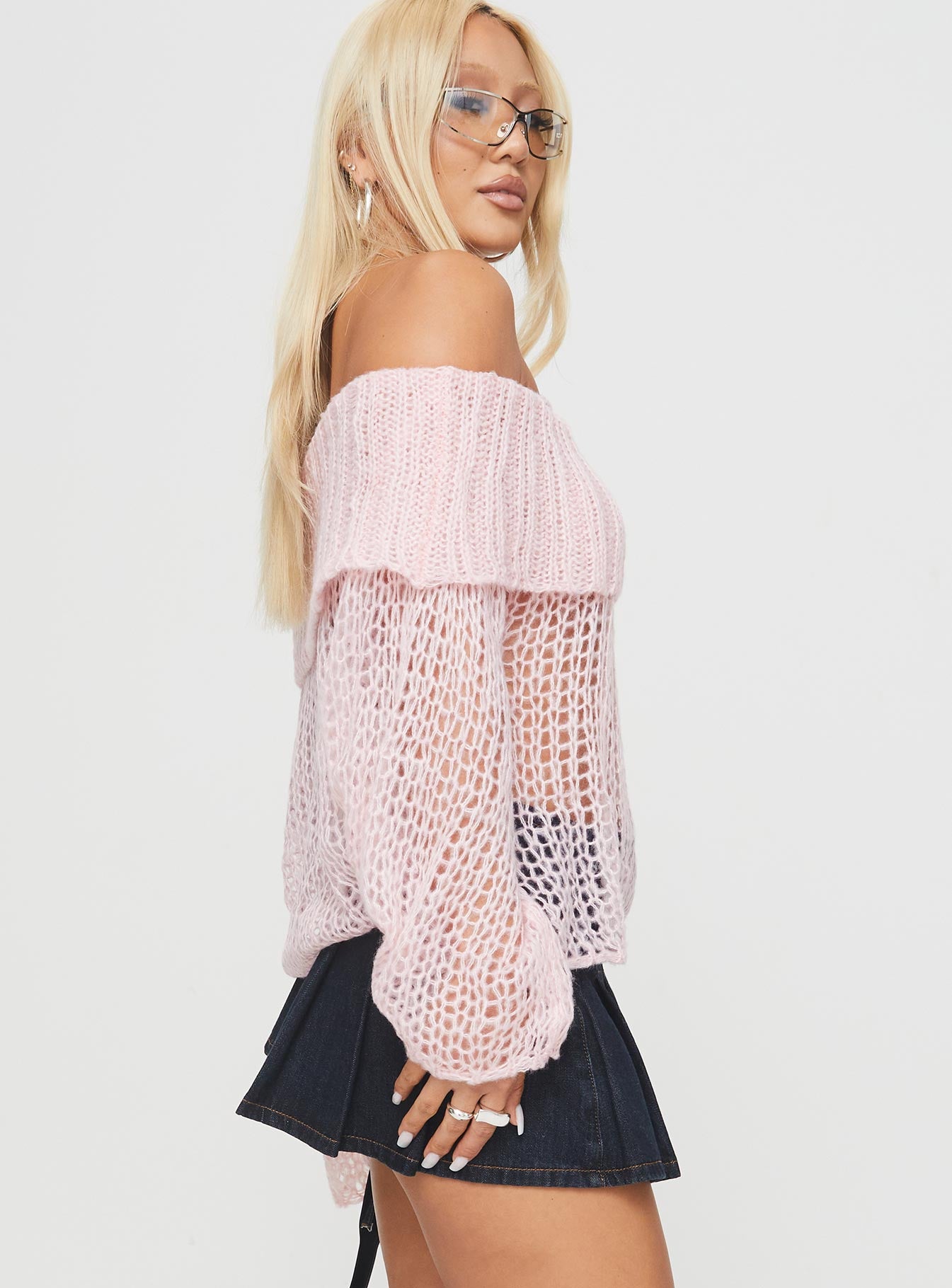 Trapok Off The Shoulder Sweater Pink With Paypal Low Pice