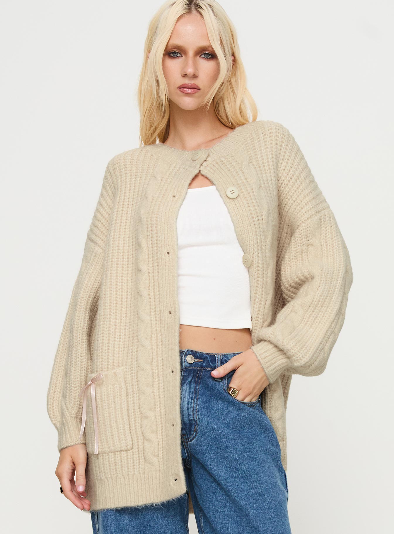 Cameliah Knit Cardigan Cream Cheap Geniue Stockist