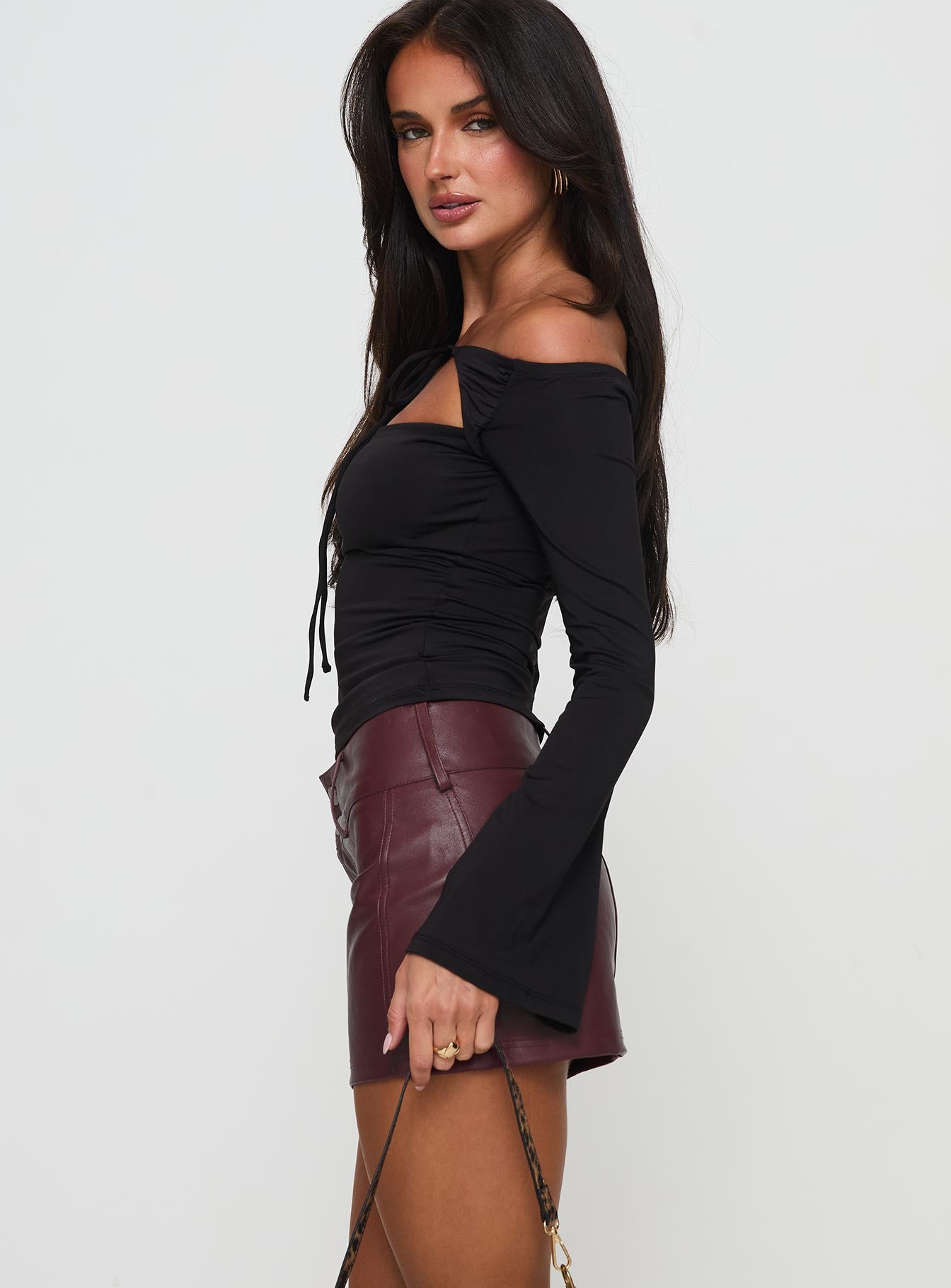 Magee Faux Leather Mini Skirt Burgundy Cheap Pirce