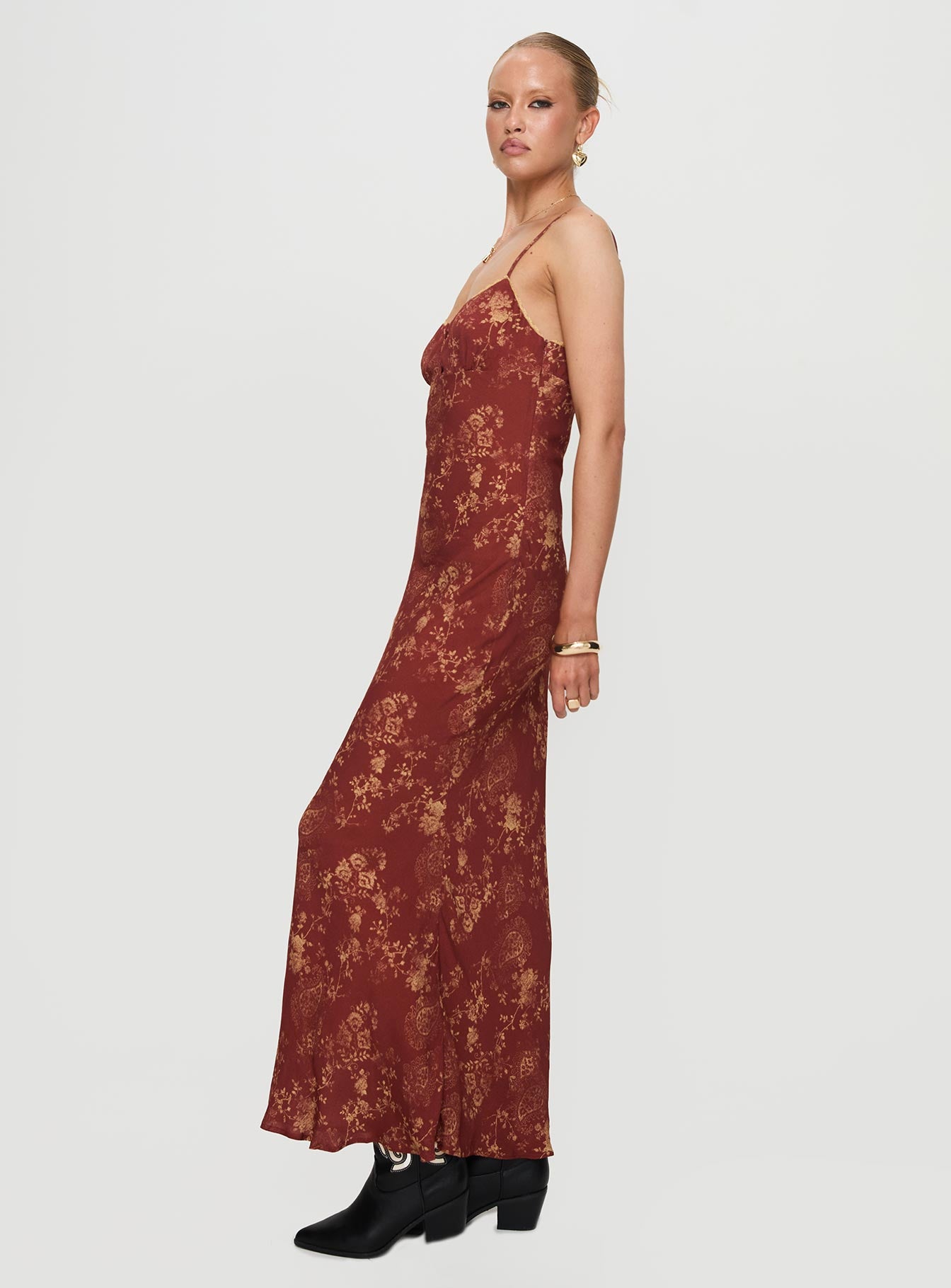 Bombay Bias Maxi Dress Rust Cheap Nicekicks