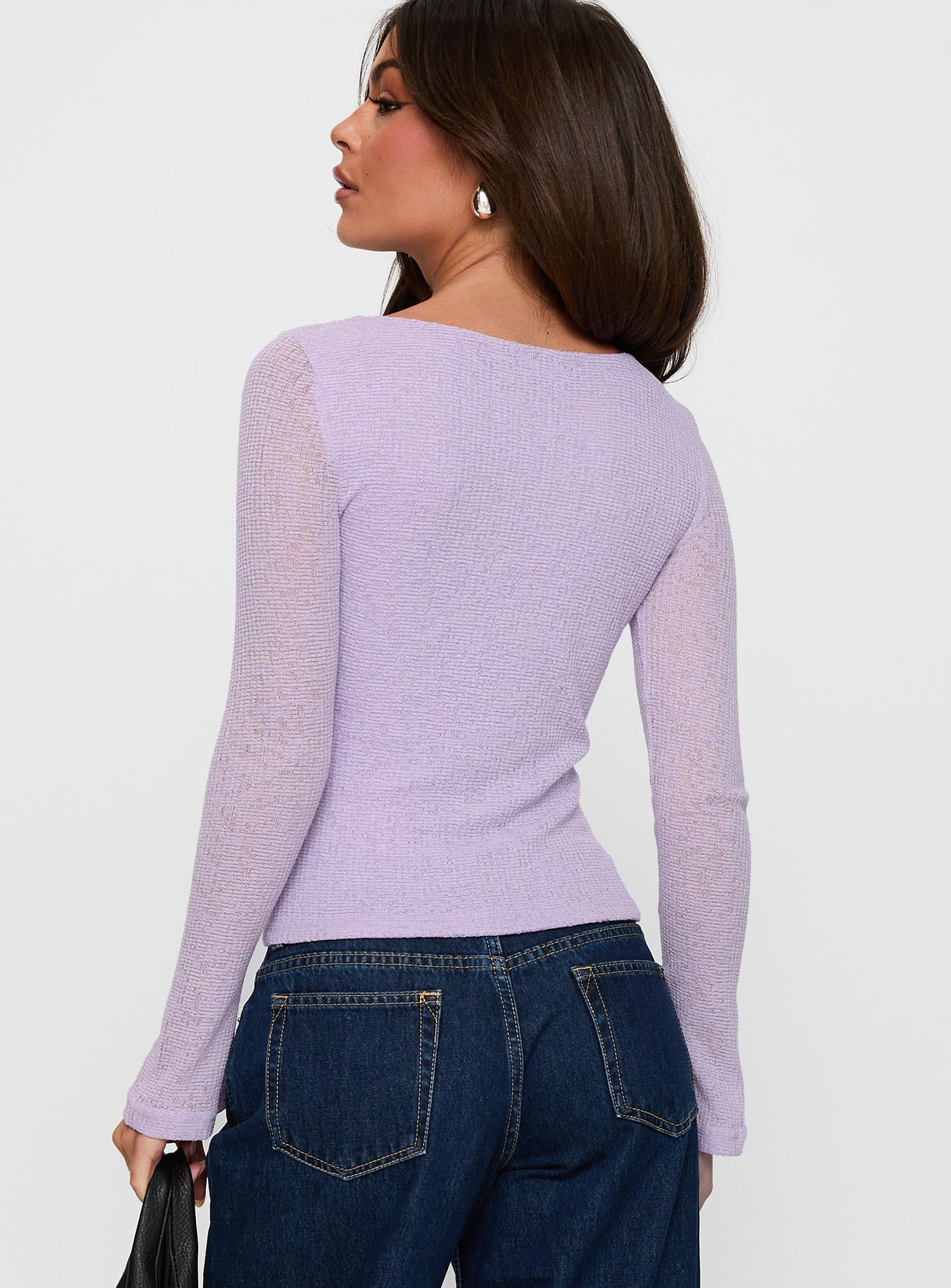 See You Soon Long Sleeve Top Purple Quality Free Shipping Low Pice