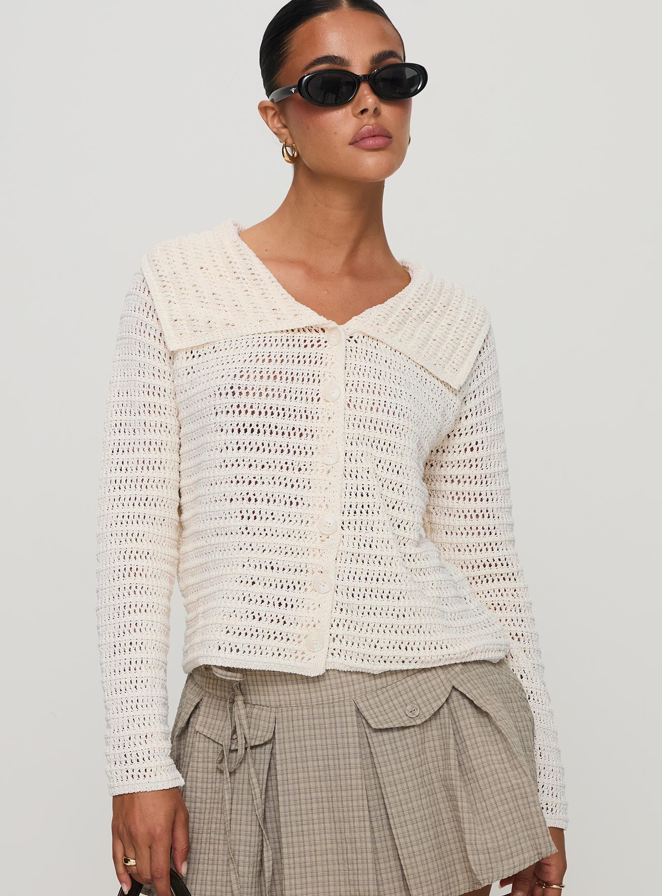 Tuscon Crochet Sweater White Cheap Shop