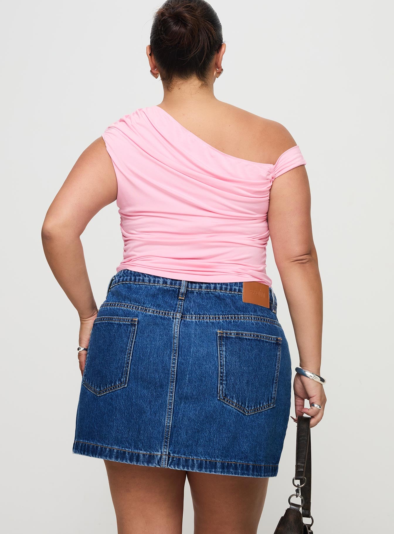 Nickei Denim Mini Skirt Mid Wash Curve From China Cheap Pice