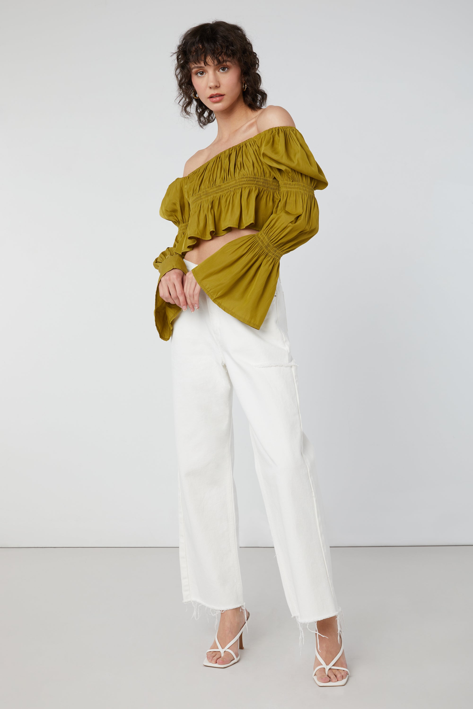 OFF THE SHOULDER GATHERED TOP 2025 New Sale Online