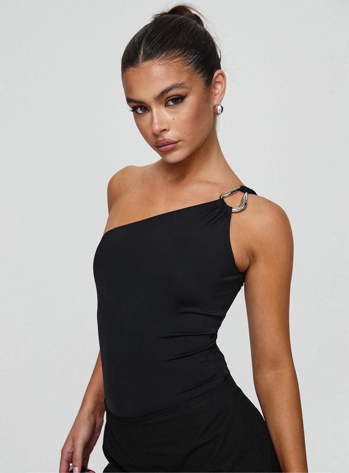 Talija One Shoulder Bodysuit Black Tall Sale Original