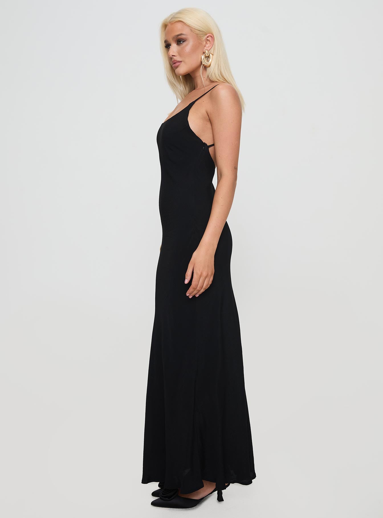 Lagane Bias Cut Maxi Dress Black Sale Best Pices