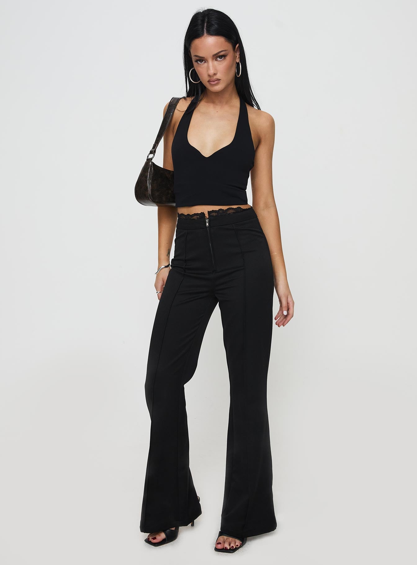 Stellina Slim Fit Flared Pants Black Sale Footlocker Pictures