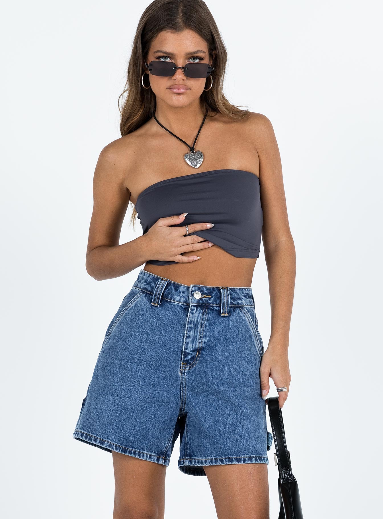 Lou Carpenter Denim Shorts Mid Wash Lower Impact Geniue Stockist