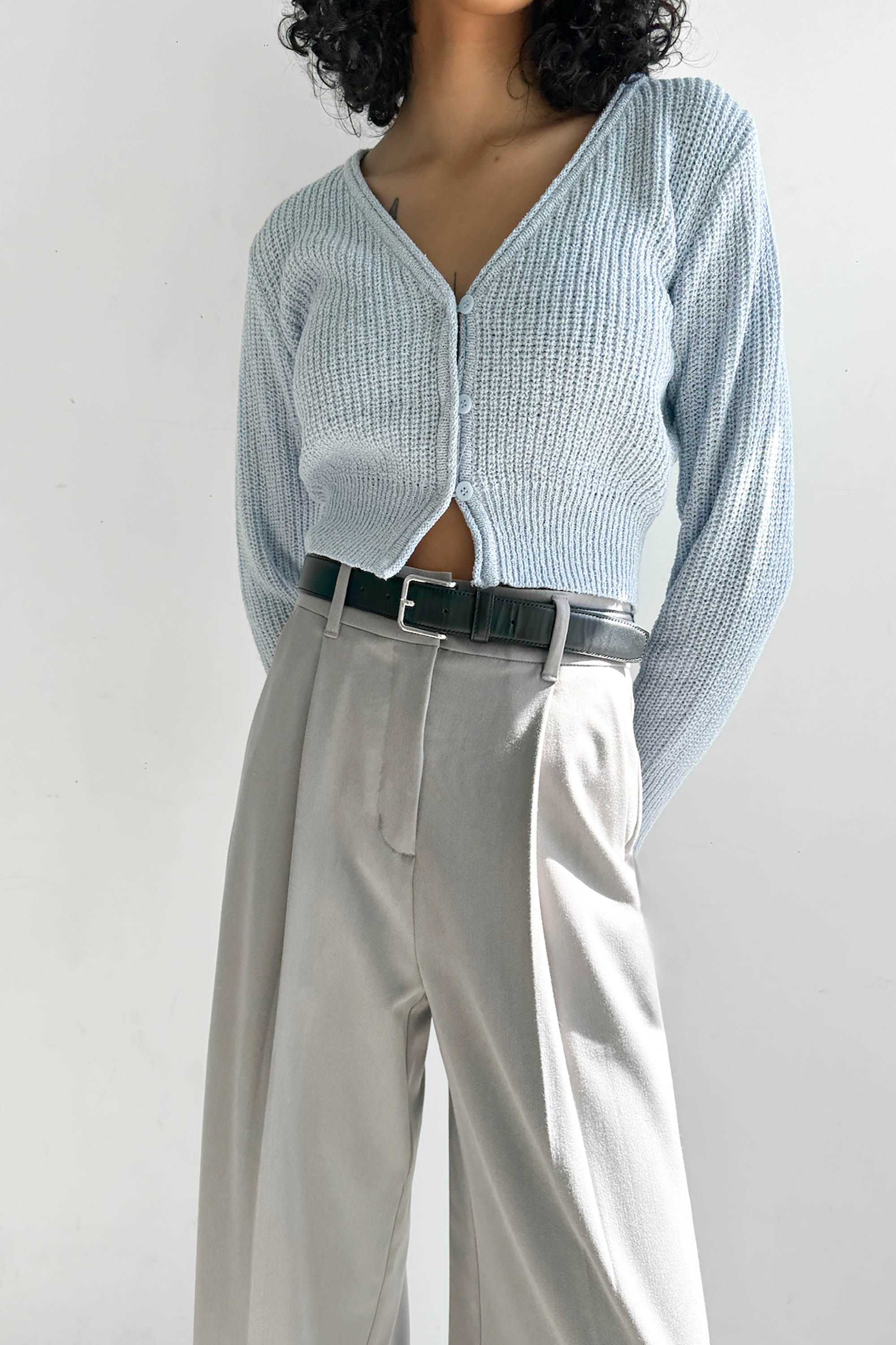 RIBBED BUTTON-FRONT CROPPED CARDIGAN Limited Edition