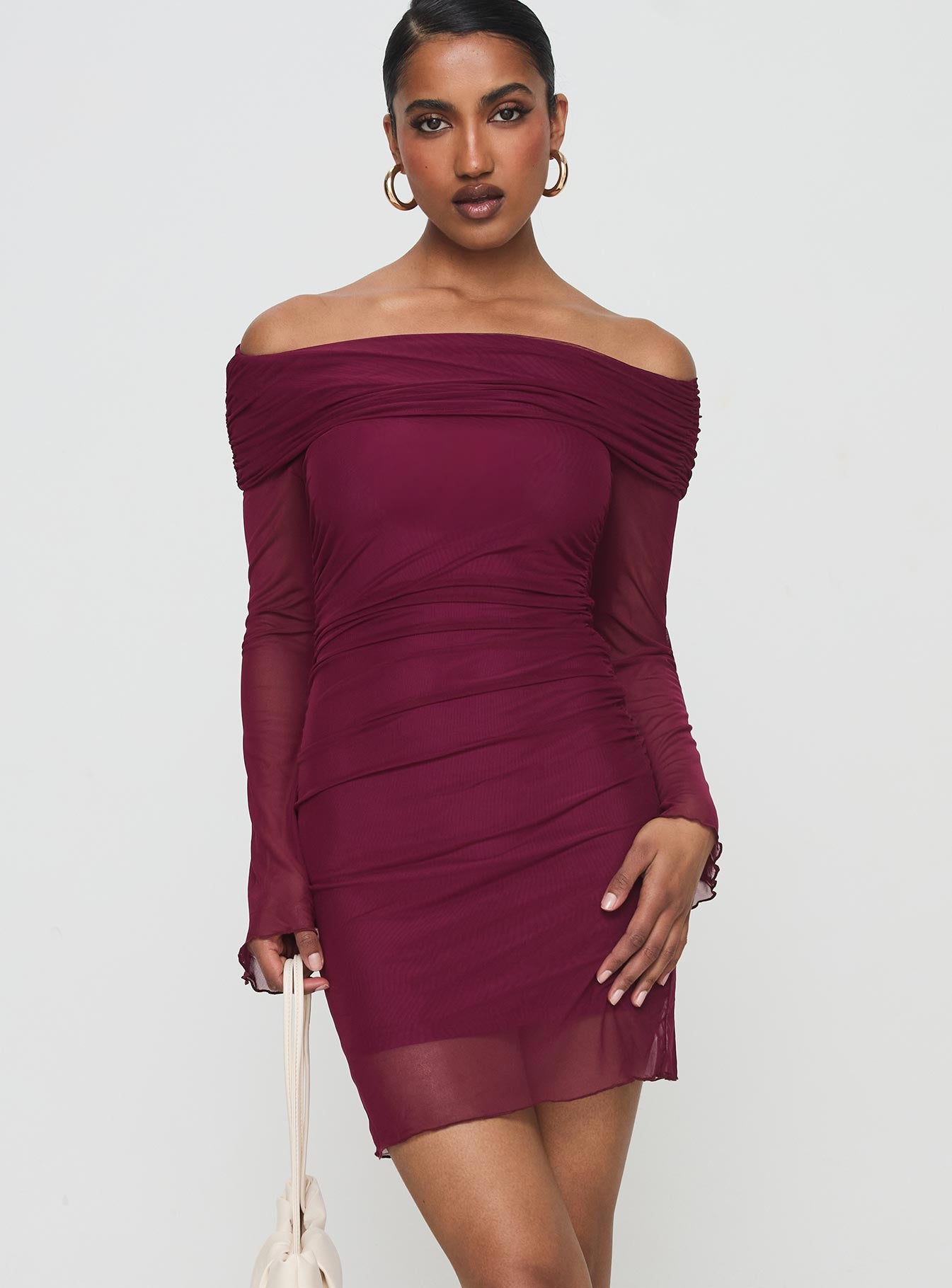 Consideration Mini Dress Burgundy Limited Edition Sale Online