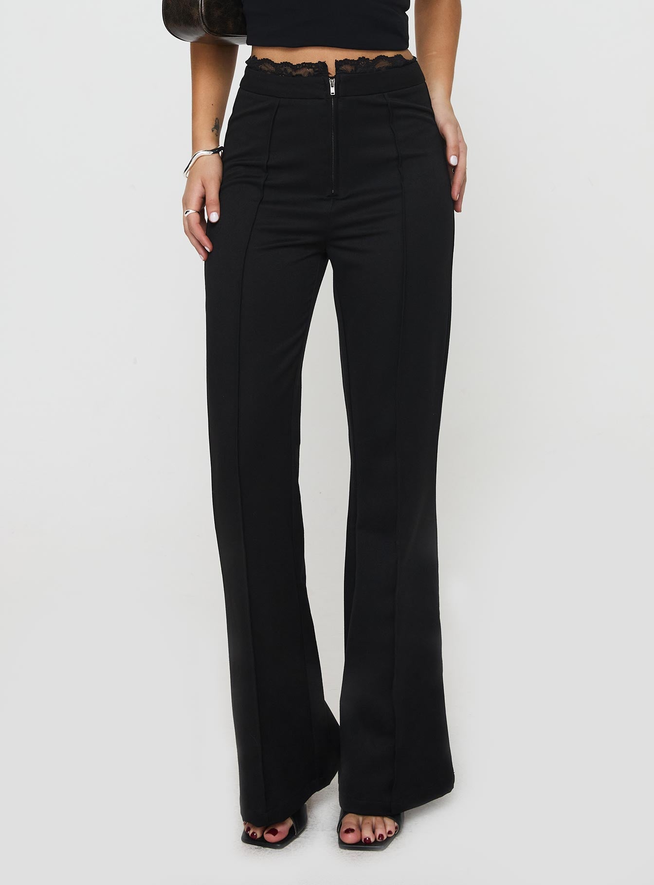 Stellina Slim Fit Flared Pants Black Sale Footlocker Pictures