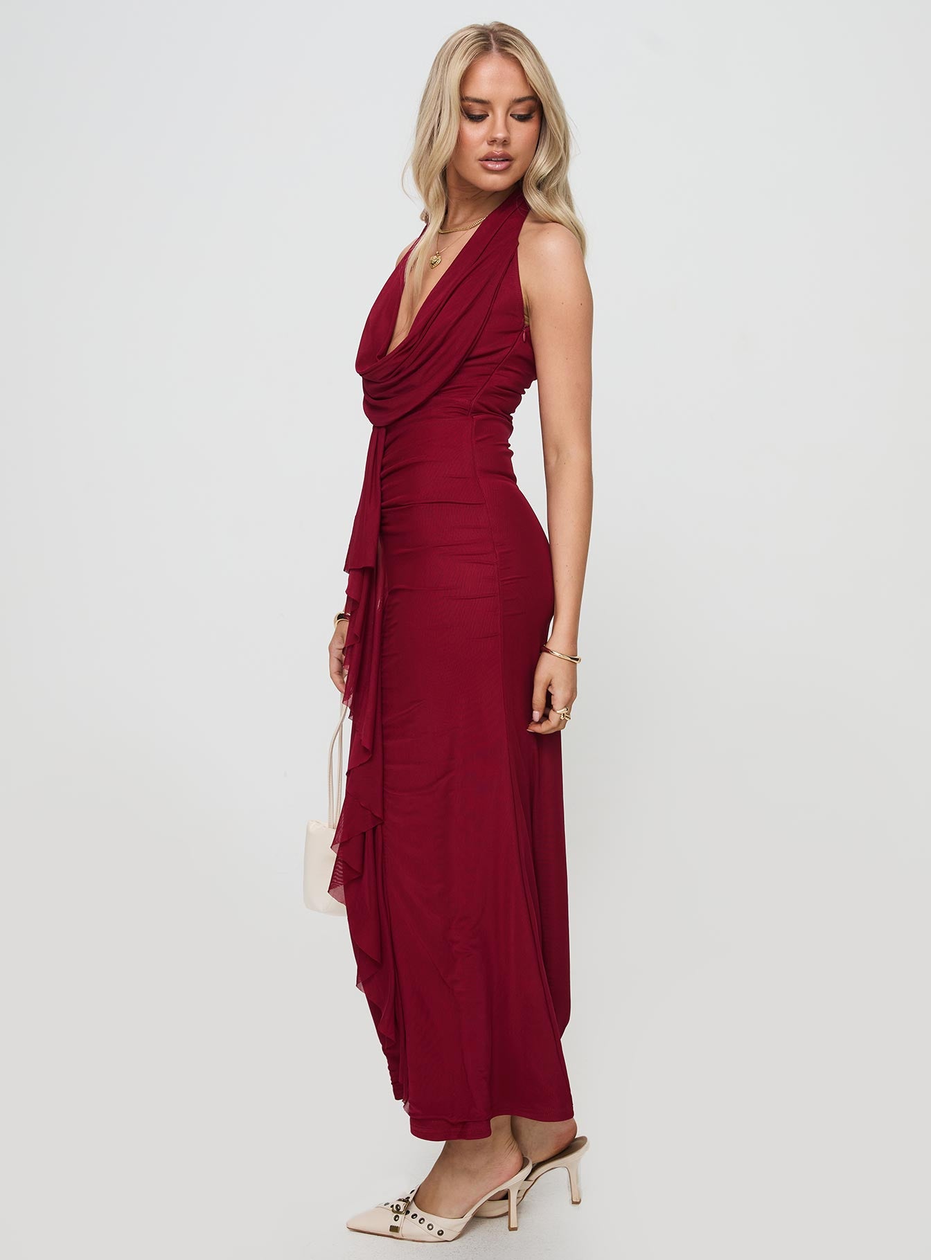 Corzetti Maxi Dress Burgundy Buy Cheap Very Cheap