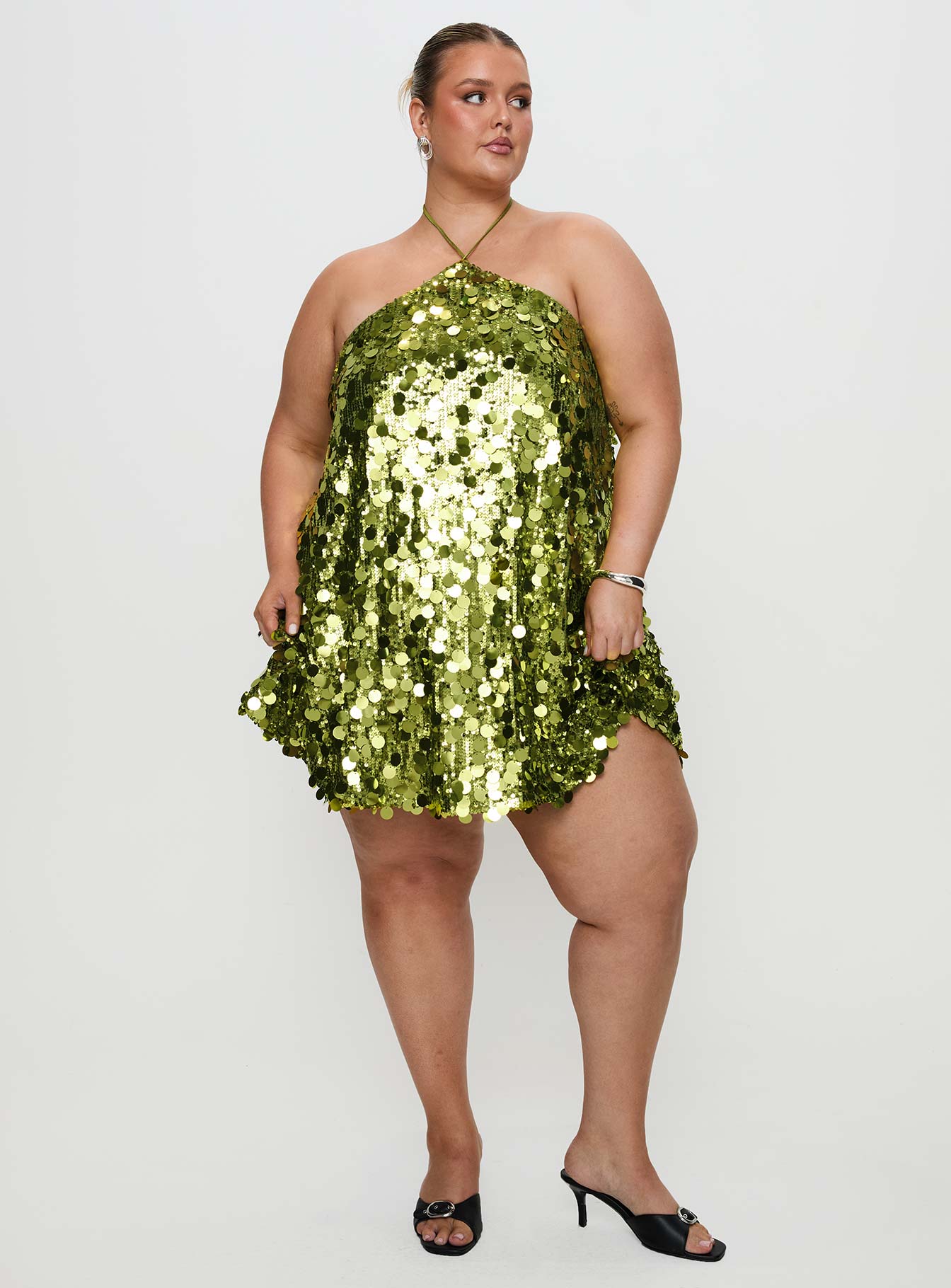 Fluorescents Halter Mini Dress Green Curve Official Site