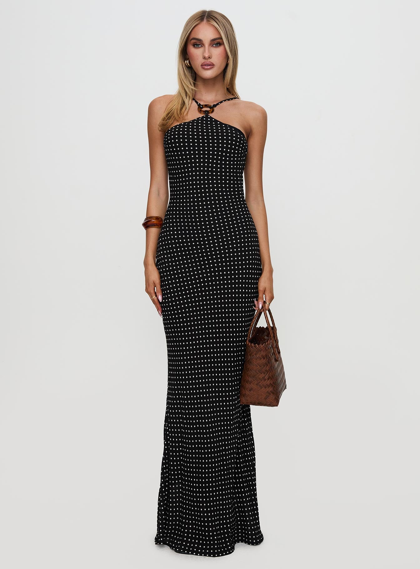 Evyn Halter Maxi Dress Polka Dot Latest Collections Online