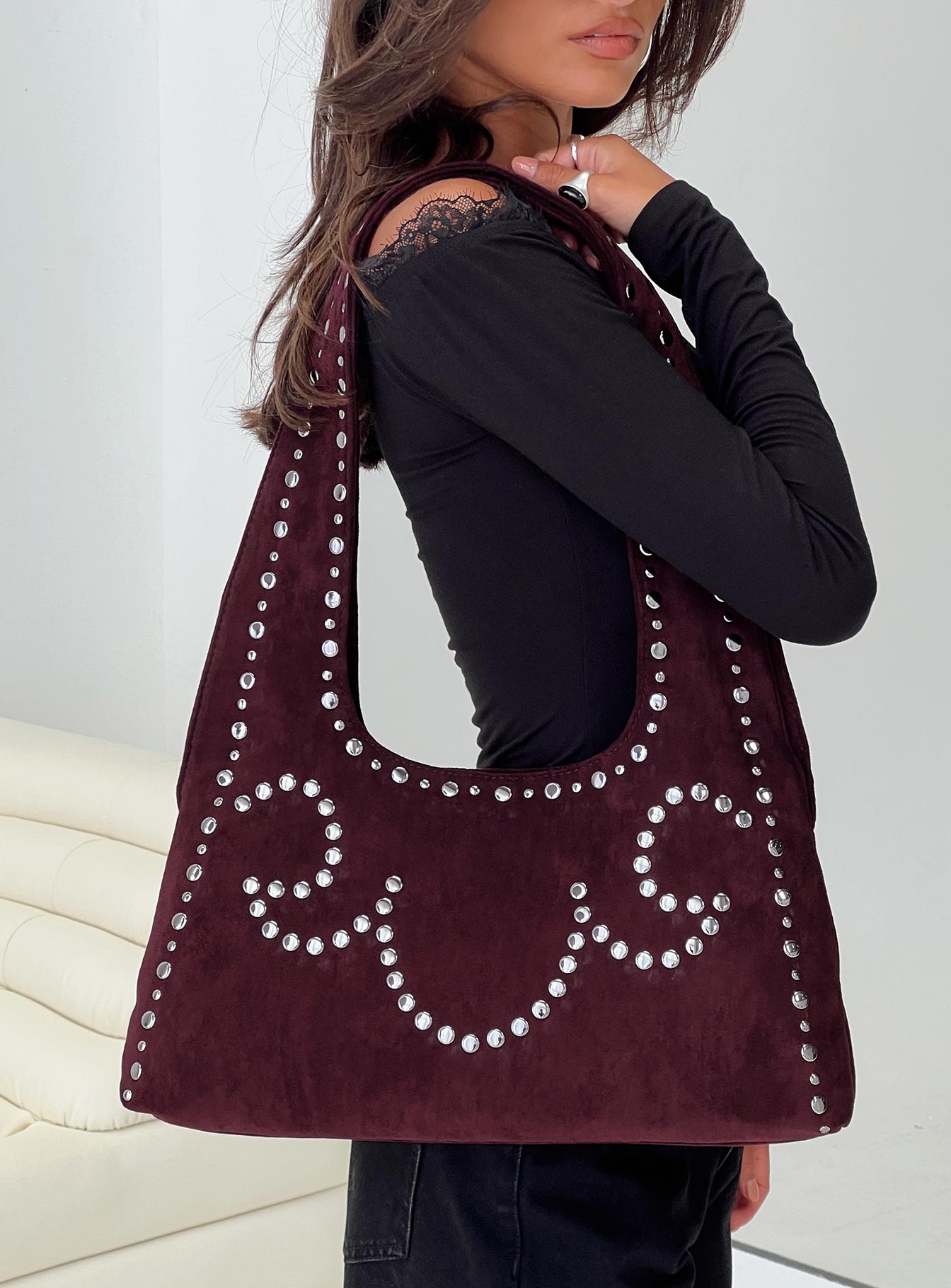 Lemoni Stud Bag Burgundy Outlet Countdown Package