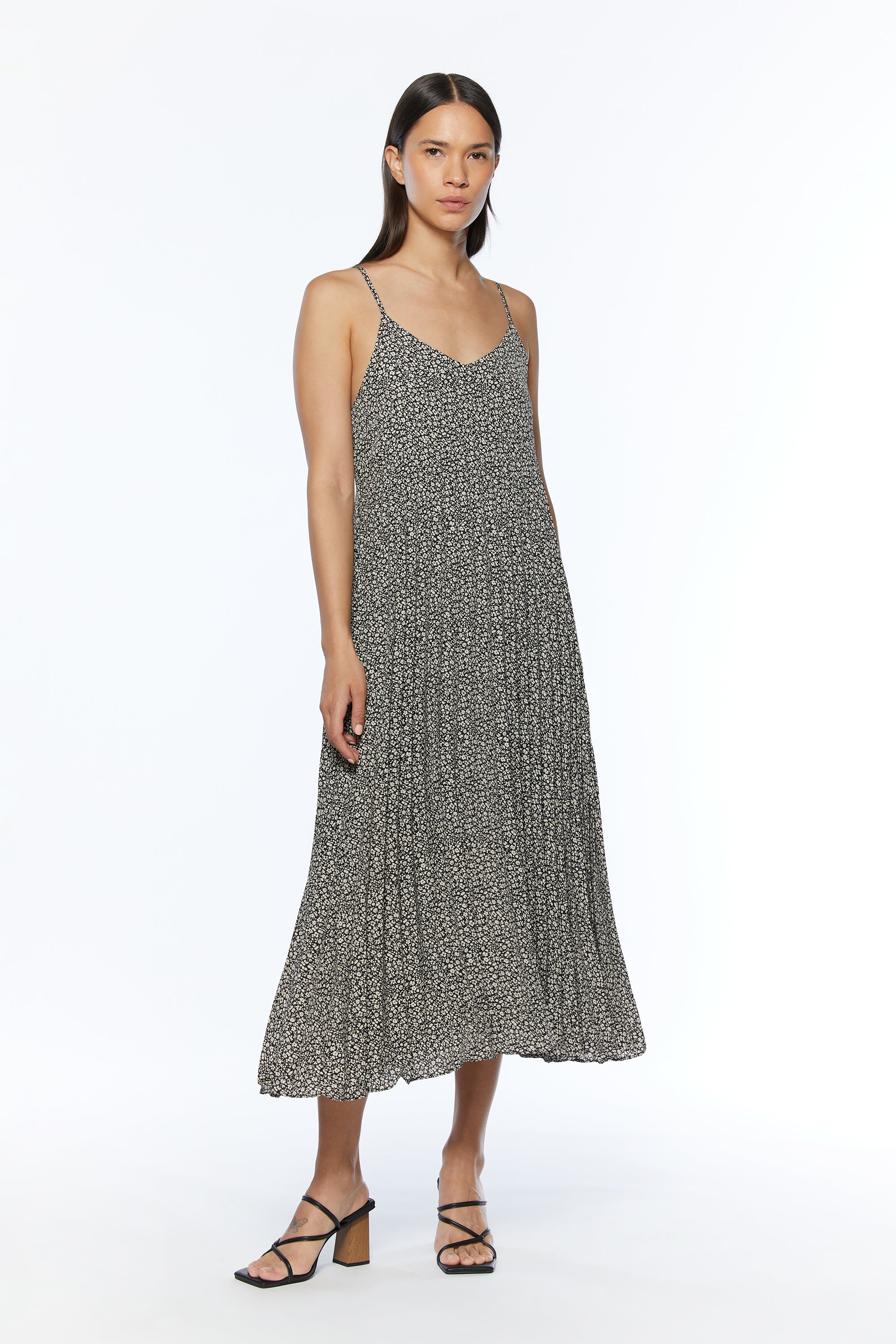 PRINTED MIDI DRESS WITH PLEATS Clearance Online Fake